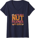 Women's Best Nut Farmer Here Funny Peanuts Farm Farming V-Neck T-Shirt - Navy Blue