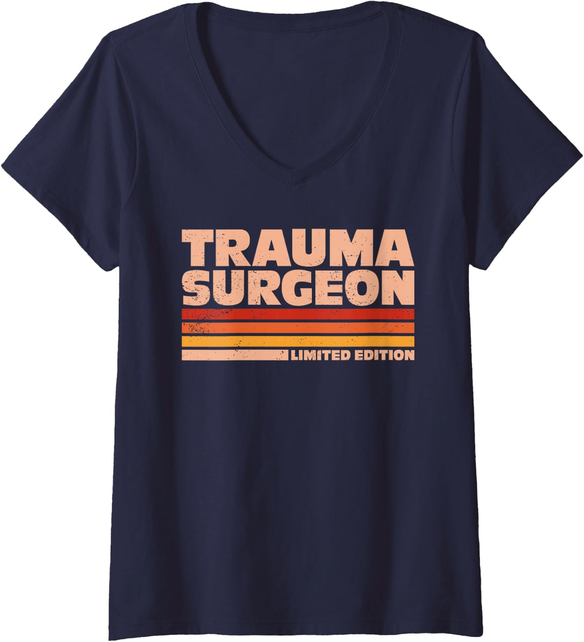 Women's Trauma Surgeon Retro Sunrise V-Neck T-Shirt - Navy Blue