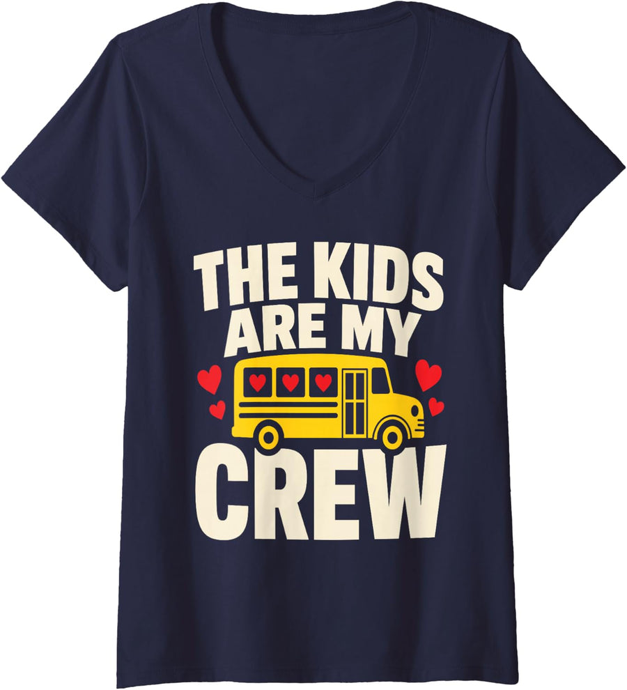 Women's School Bus Driver Appreciation Bus Driver Thank You Gift V-Neck T-Shirt - Navy Blue