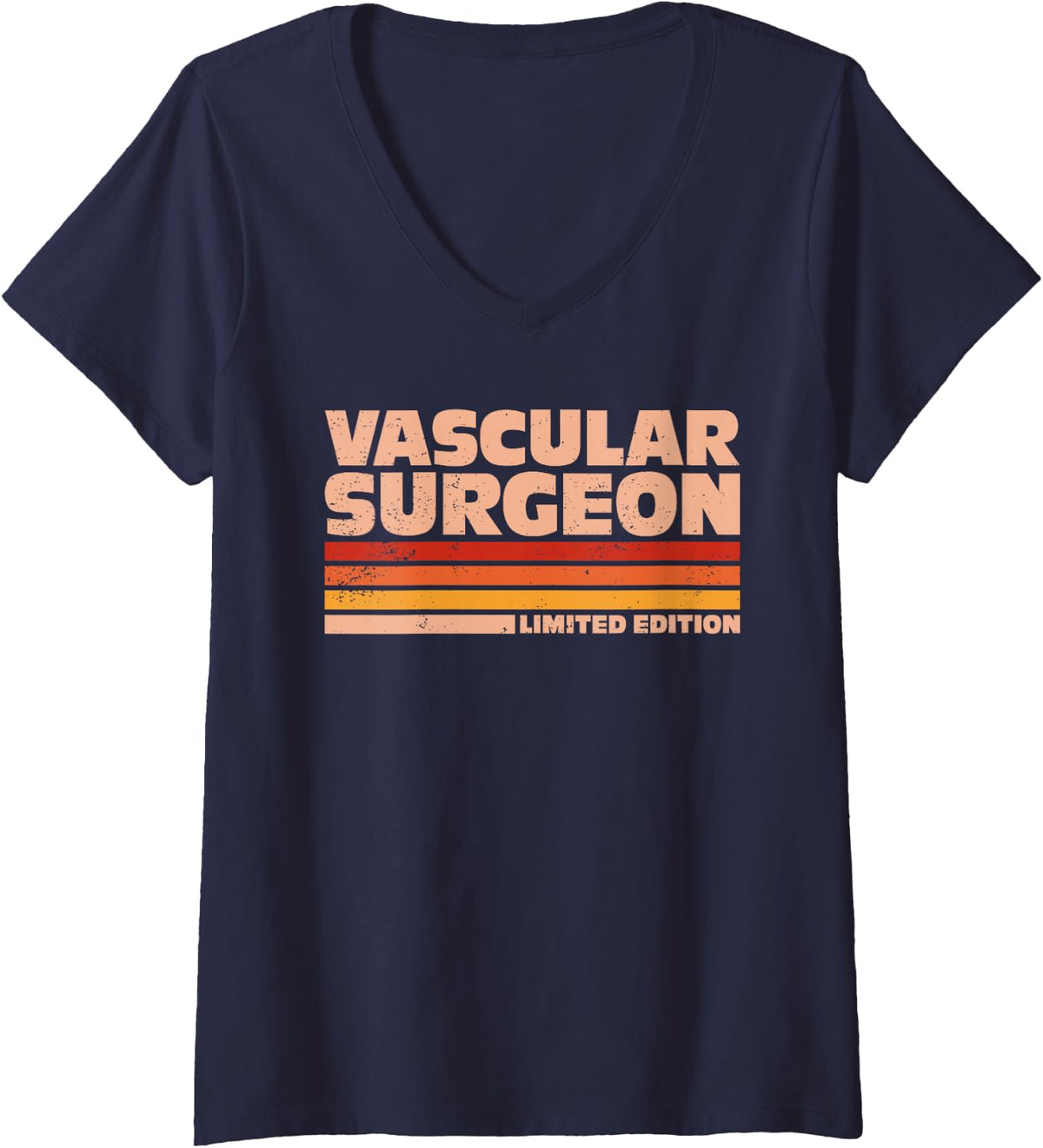 Women's Vascular Surgeon Retro Sunrise V-Neck T-Shirt - Navy Blue