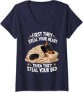 Women's Funny Doberman Pinscher V-Neck T-Shirt - Navy Blue