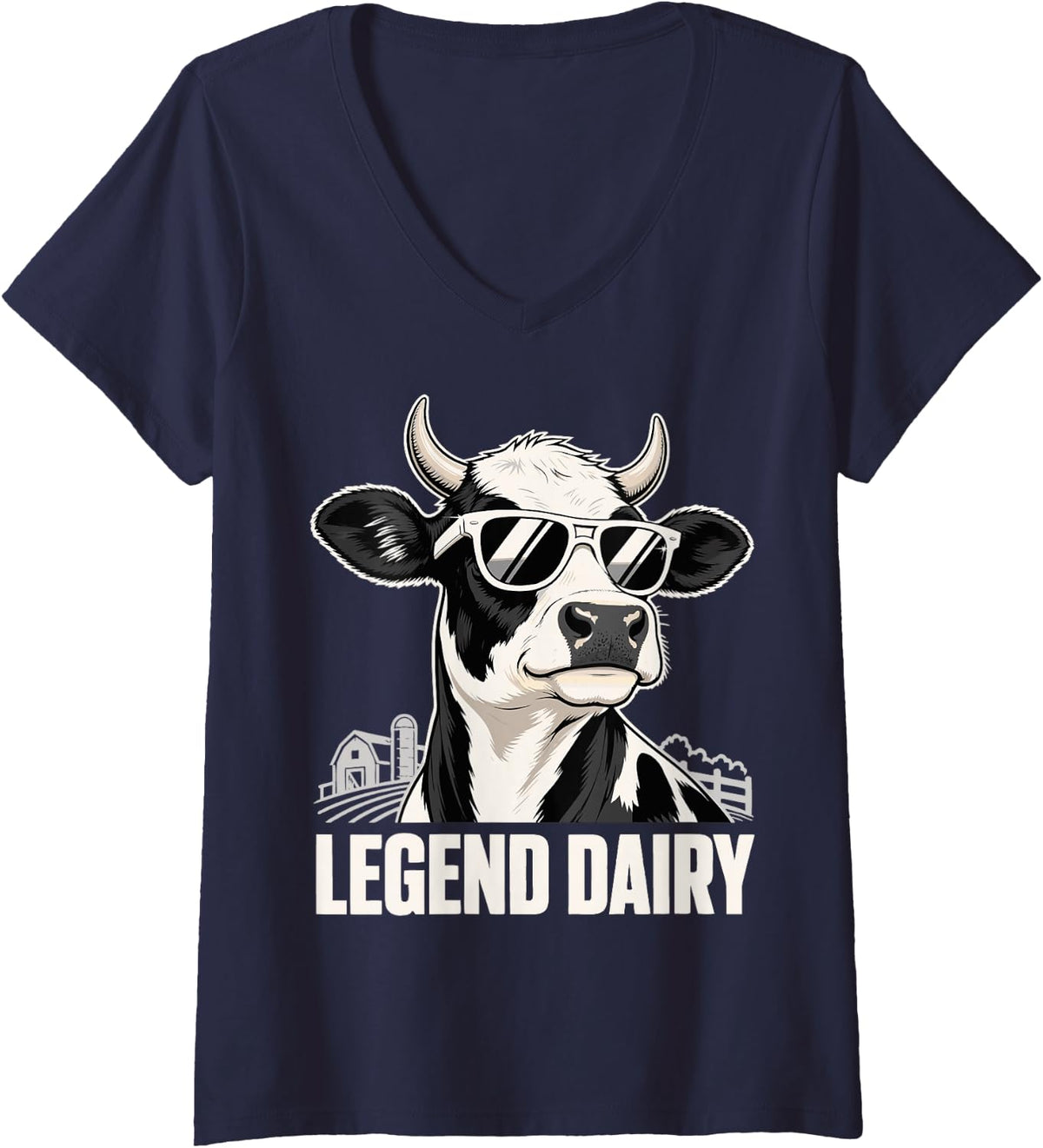 Women's Cool Dairy Farmer V-Neck T-Shirt - Navy Blue