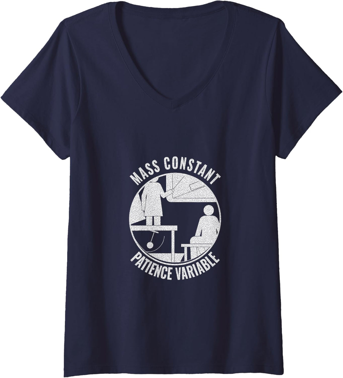 Women's Physics Student - Mass Constant Patience Variable V-Neck T-Shirt - Navy Blue
