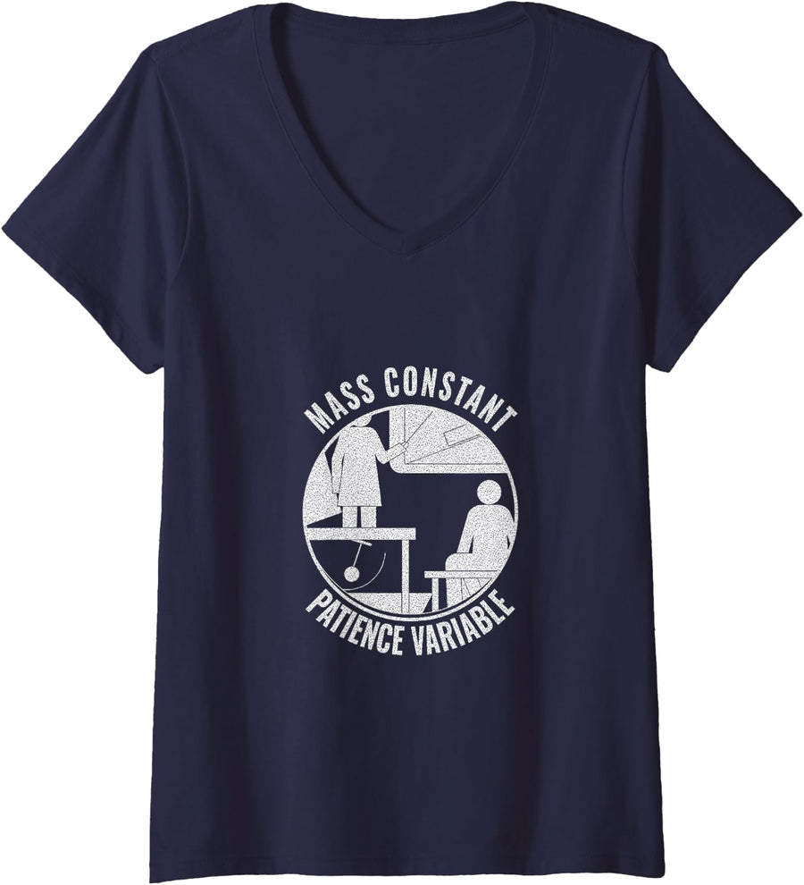 Women's Physics Student - Mass Constant Patience Variable V-Neck T-Shirt - Navy Blue