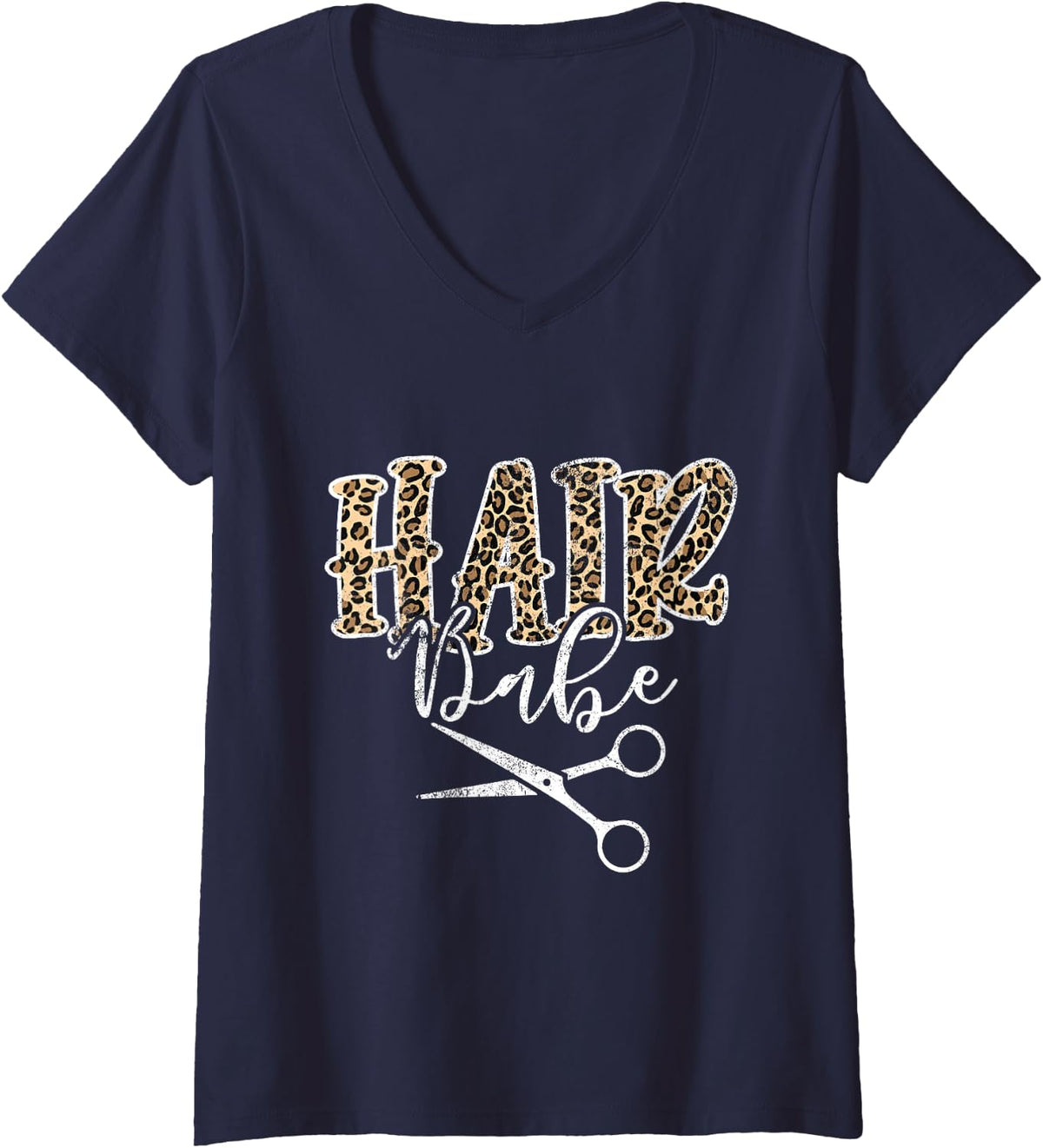 Women's Vintage Hair Babe Hair Stylist Hairdresser Hairstylist V-Neck T-Shirt - Navy Blue