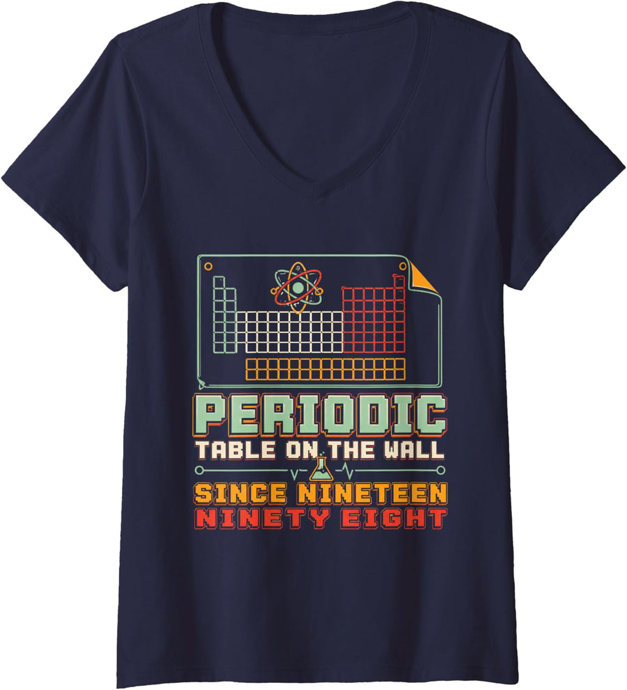 Women's Periodic Table On The Wall Since Nineteen Ninety Eight V-Neck T-Shirt - Navy Blue
