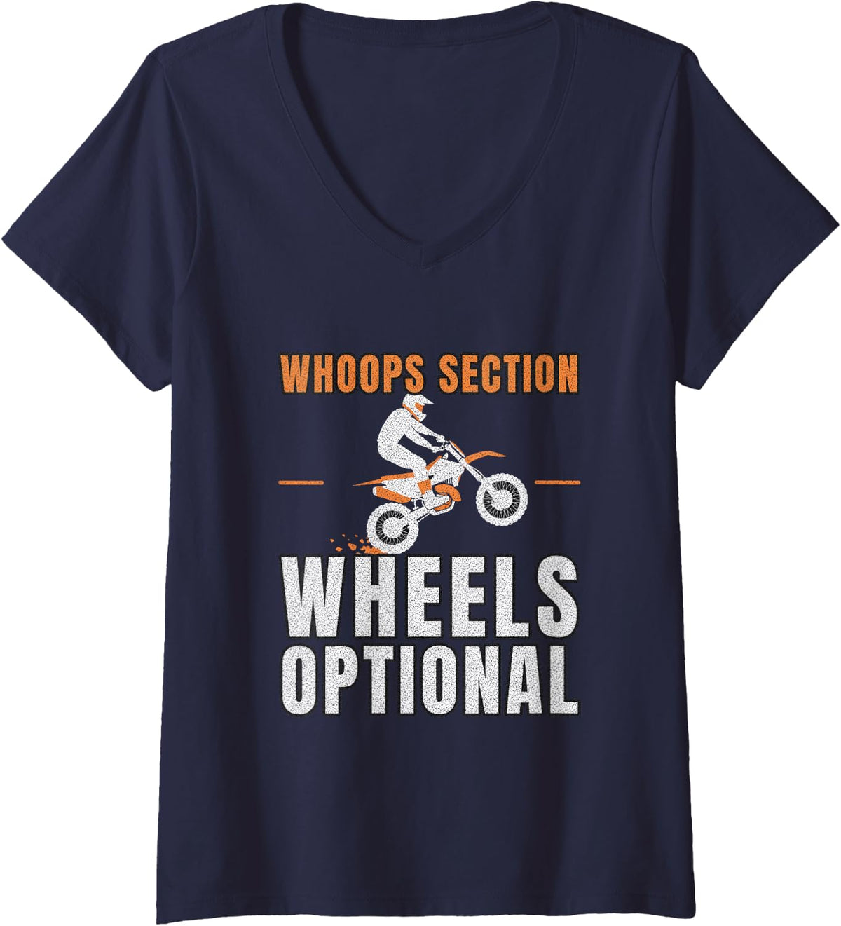 Women's Dirt Bike Motocross Funny Dirt Bike Dirt Biking Supercross V-Neck T-Shirt - Navy Blue