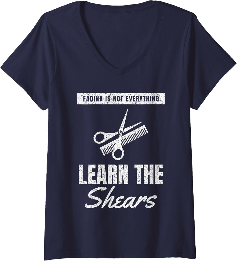Women's Hairdresser Barber Walk in Hair Stylist Hairdresser V-Neck T-Shirt - Navy Blue