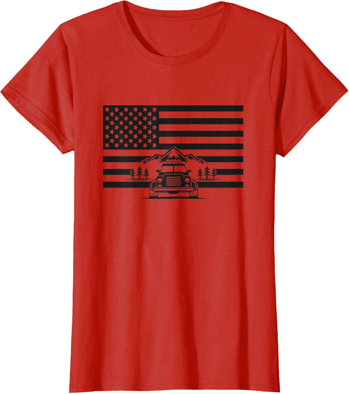American Flag Off Roading Apparel - Overlanding Off Road T-Shirt for Women Kids Men - Red