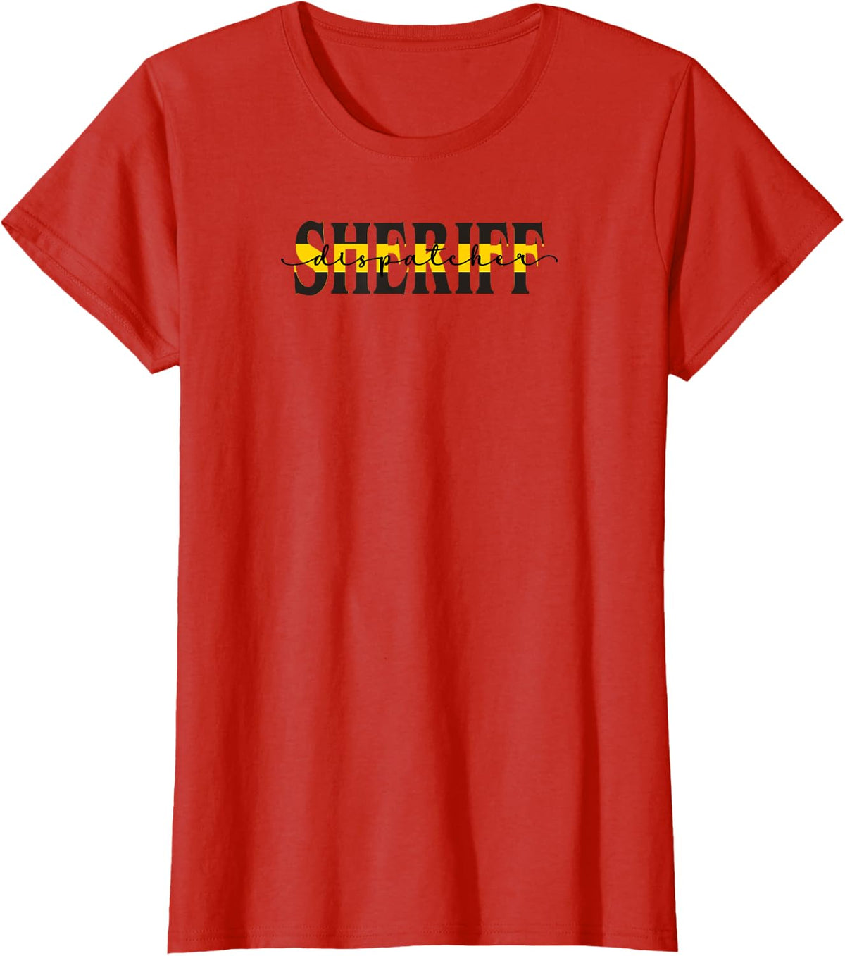 Sheriff Dispatcher Thin Gold Line 911 Gift Thin Yellow Line T-Shirt - Red