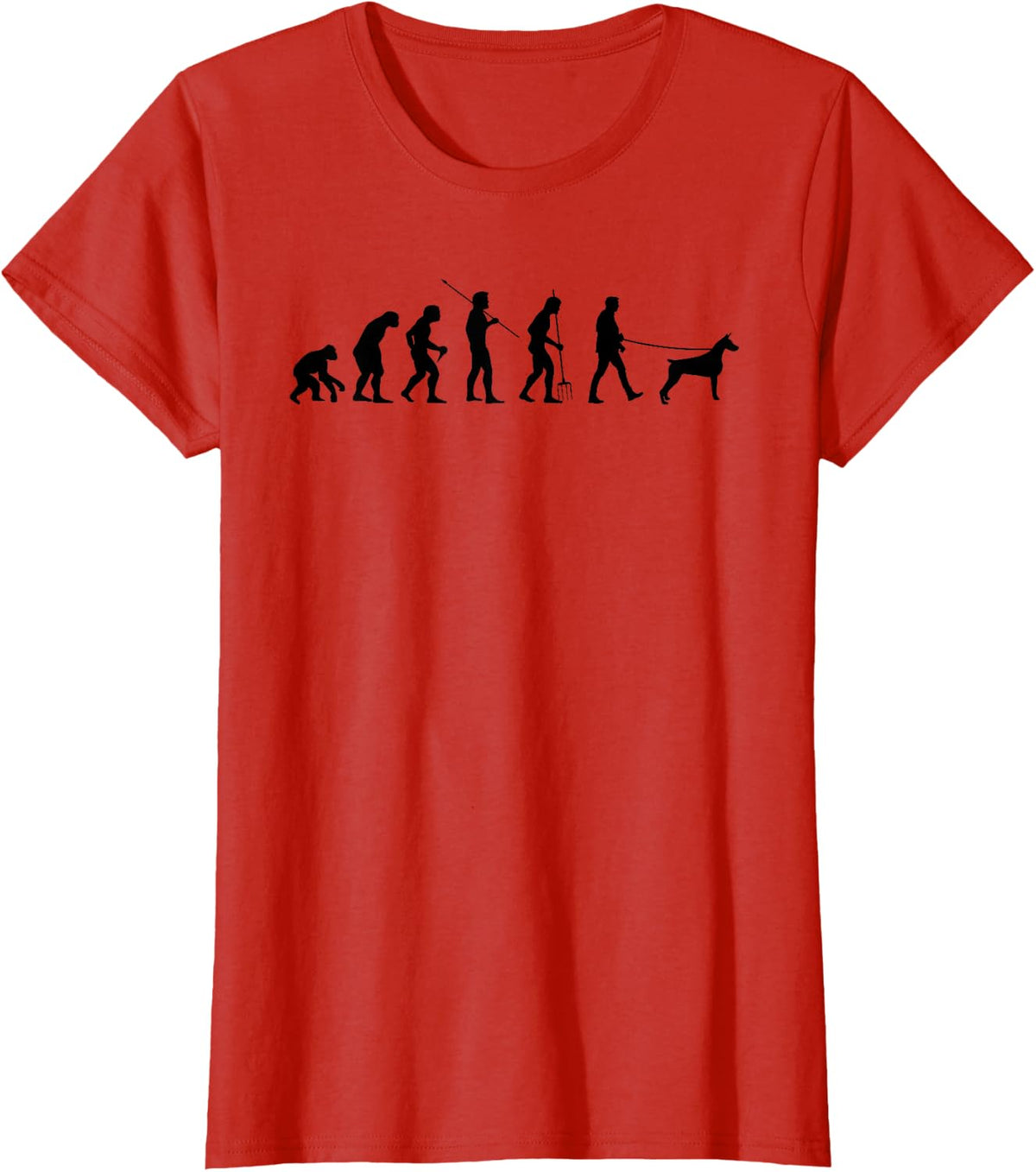 Doberman Evolution Dog Lover Walking Dog Breeder Puppies T-Shirt - Red