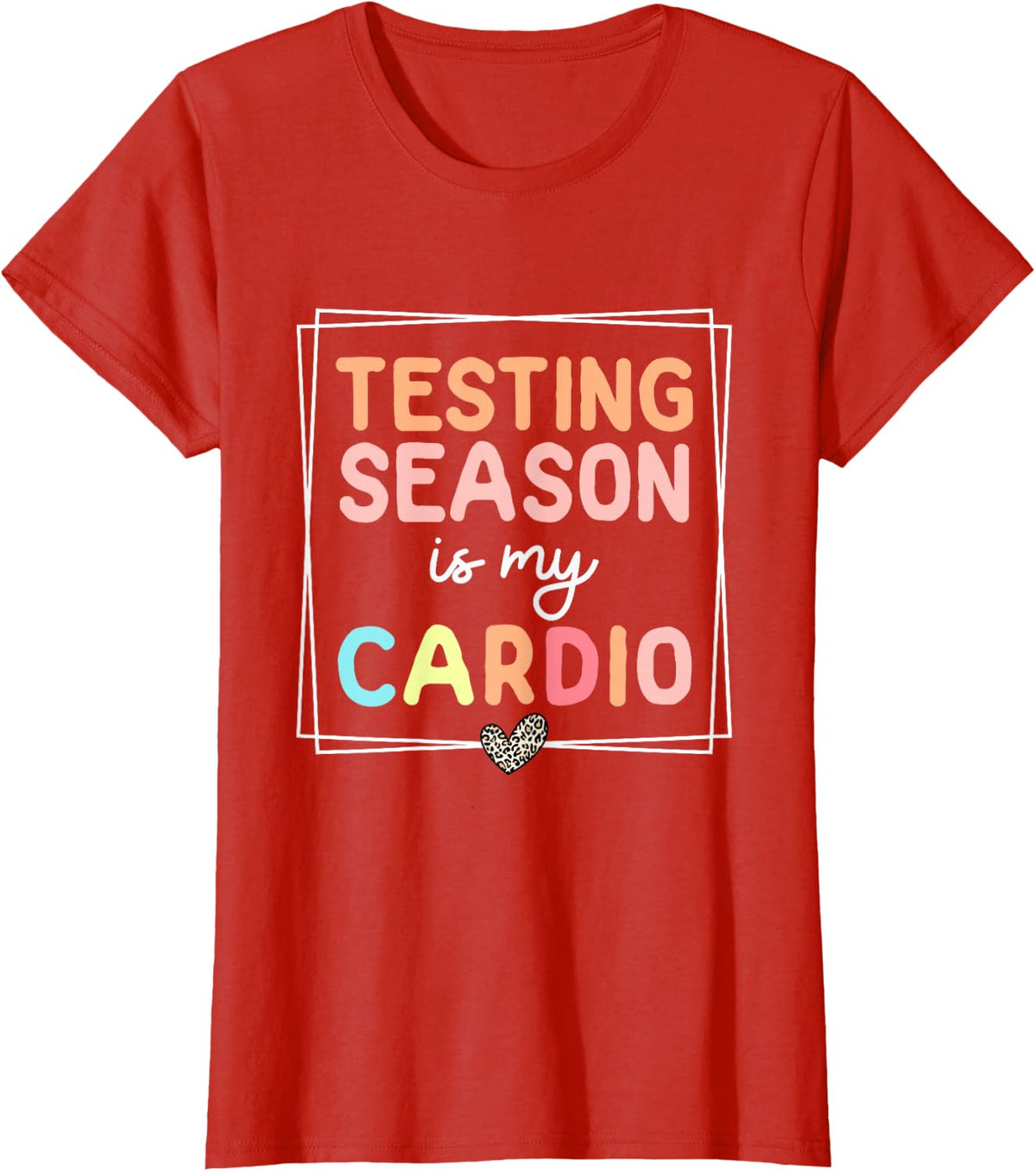 Testing Season Is My Cardio Retro Groovy Teacher Test Day T-Shirt - Red