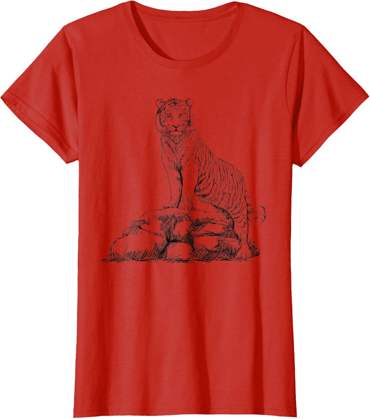 Funny Tiger Wild Cat Mountain Bengal Animal Head Women Gifts T-Shirt - Red