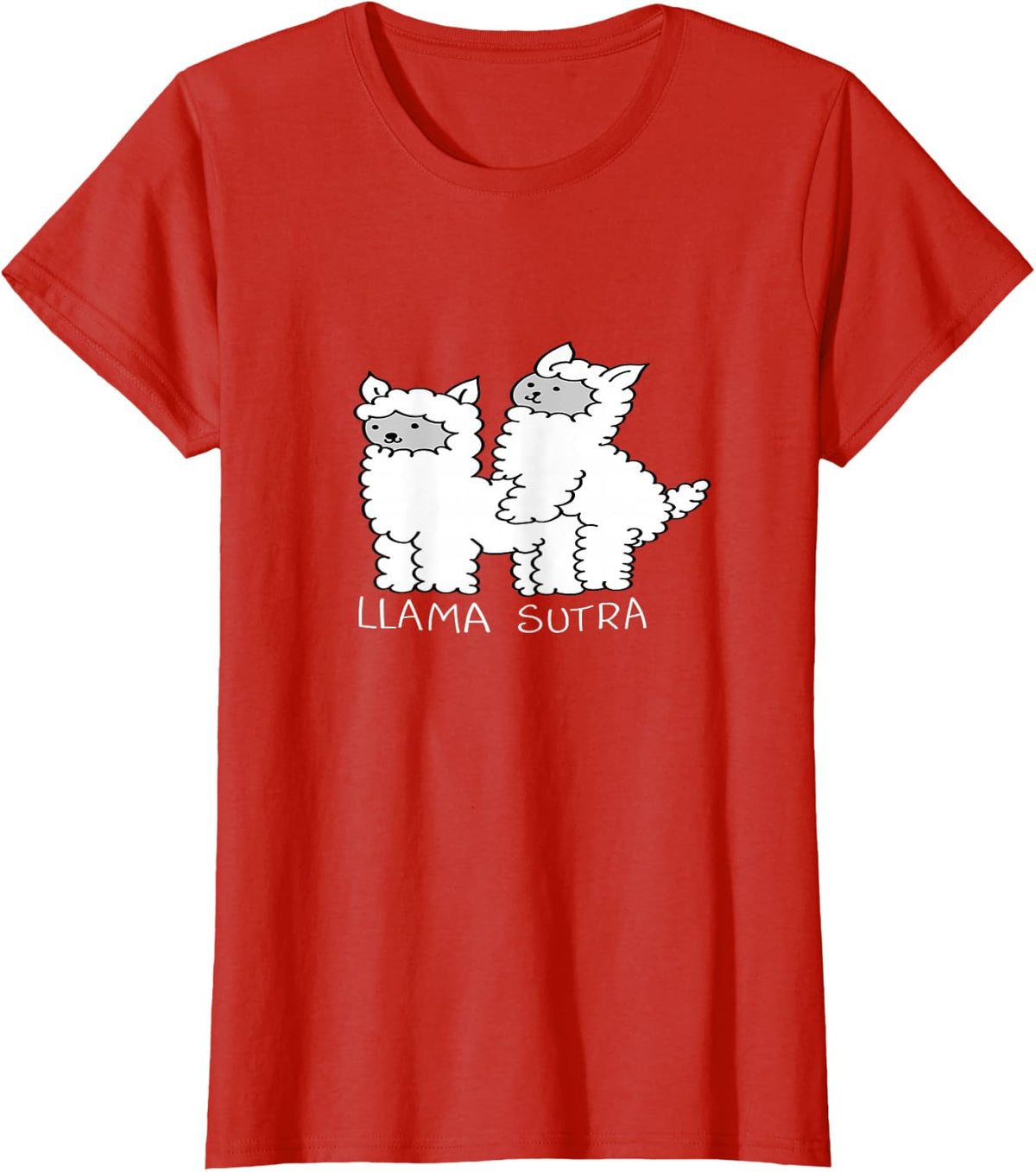Llamasutra Funny Cute Llama Minimalistic Kamasutra Gift T-Shirt - Red