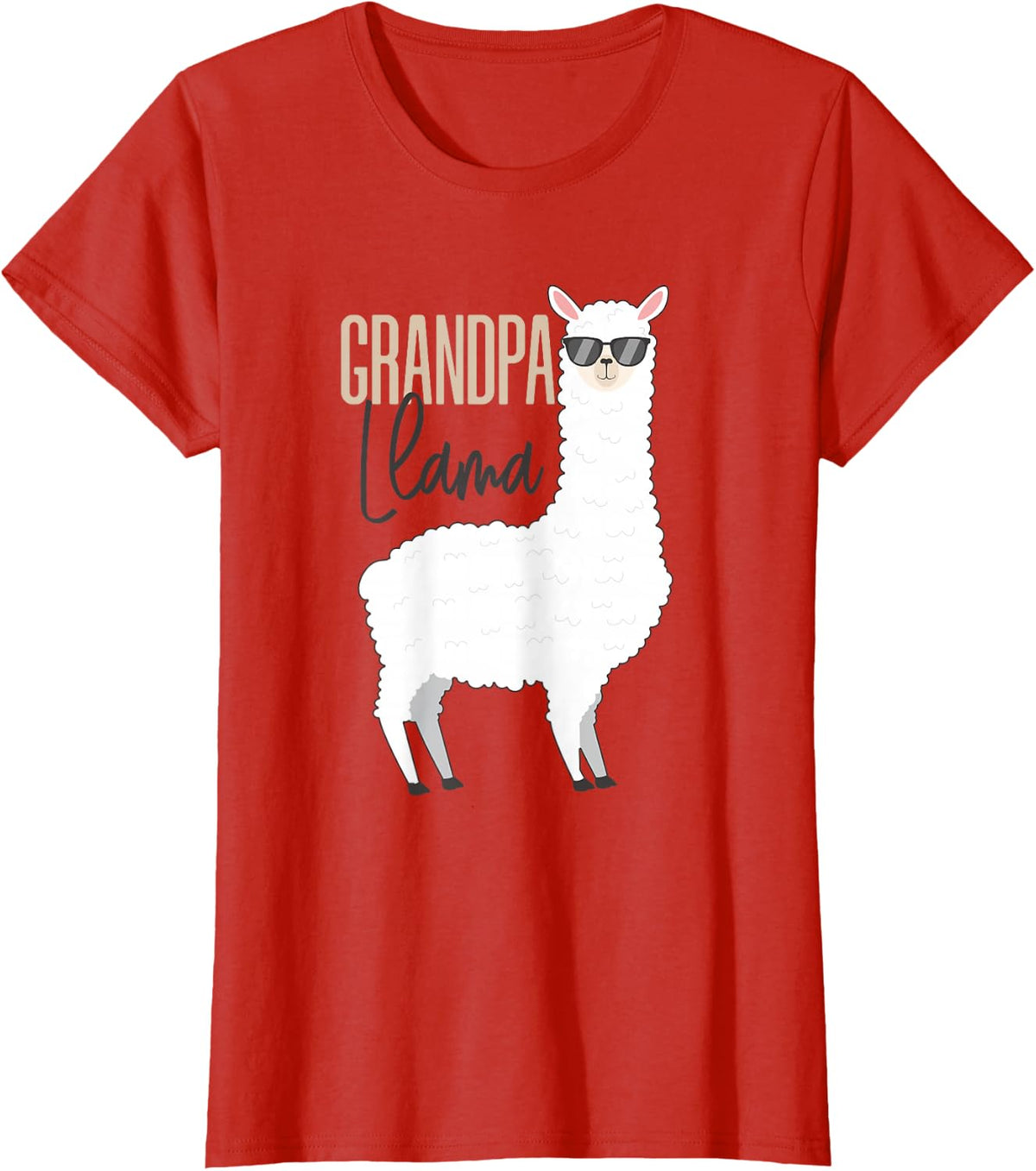 Cute Alpaca Funny Grandfather Graphic Gift Grandpa Llama T-Shirt - Red