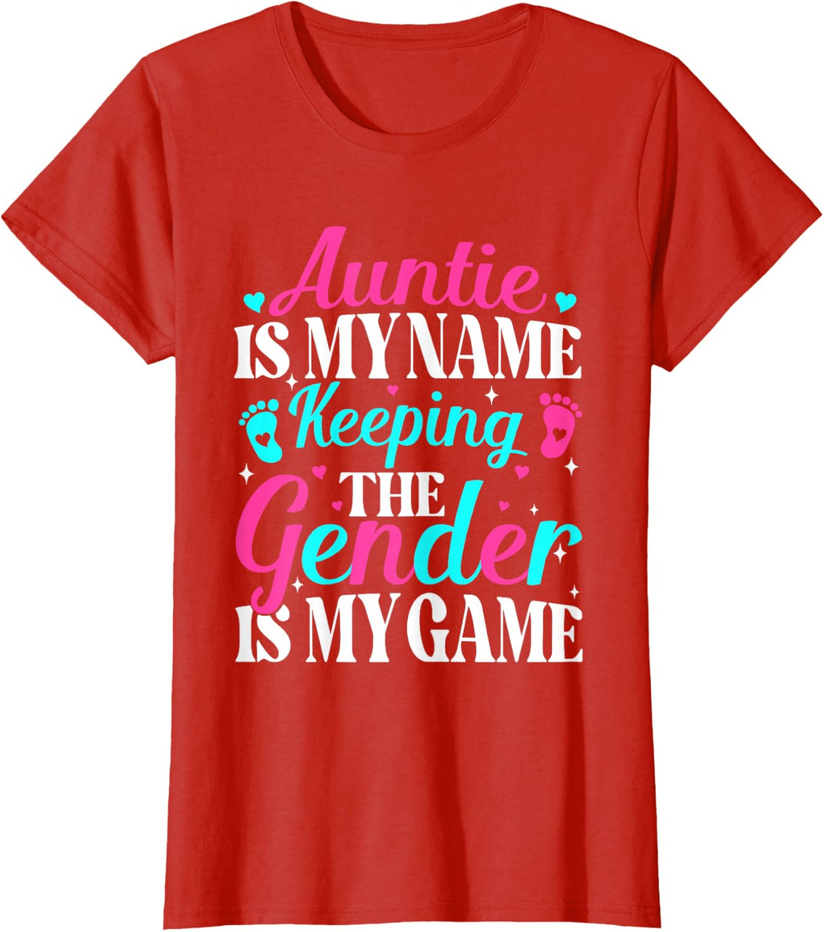 Funny Gender Reveal Auntie Shirt Keeper of The Gender Tees T-Shirt for Aunt - Red
