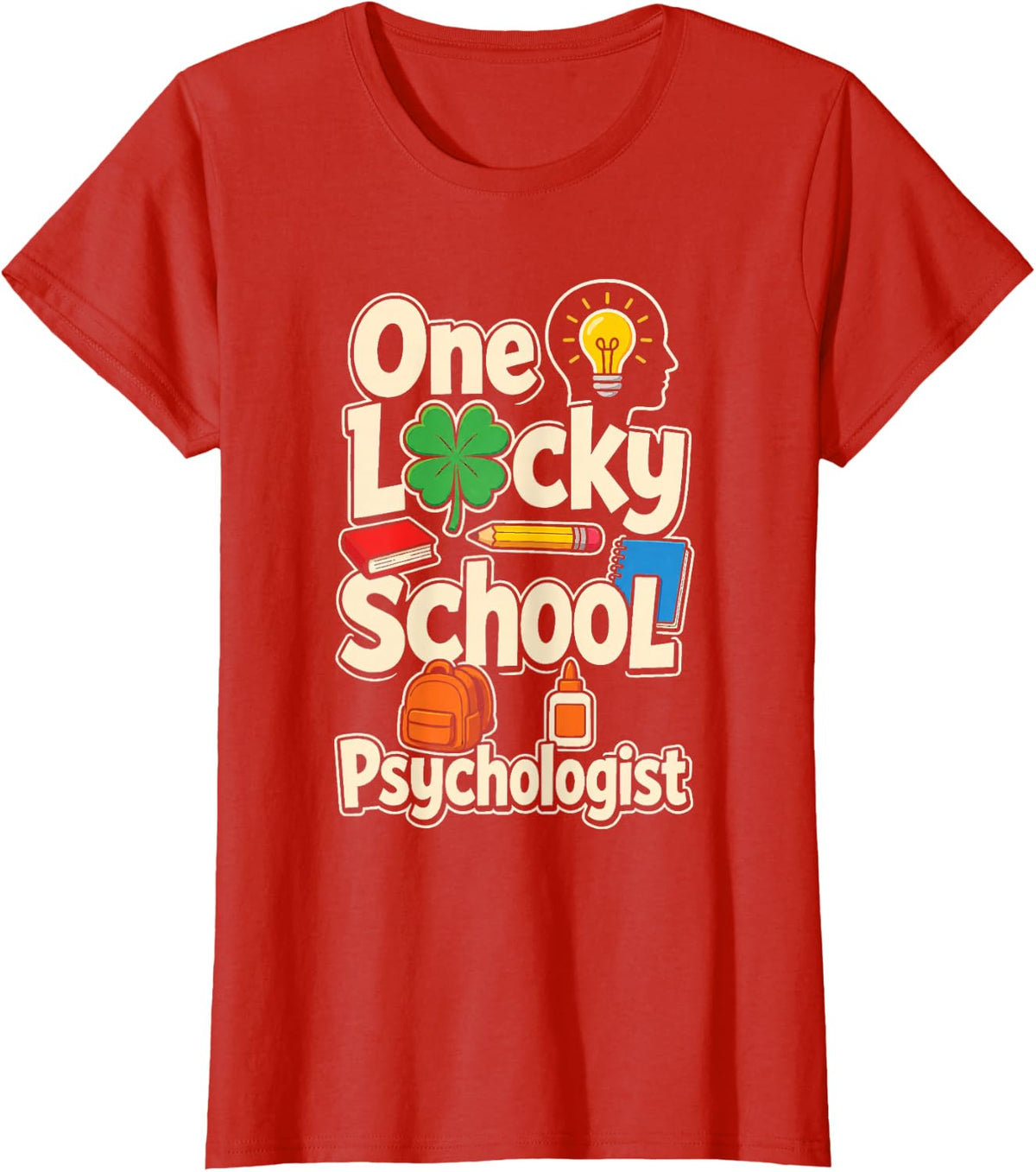 School Psychologist One Lucky St Patricks Day Elementary T-Shirt - Red