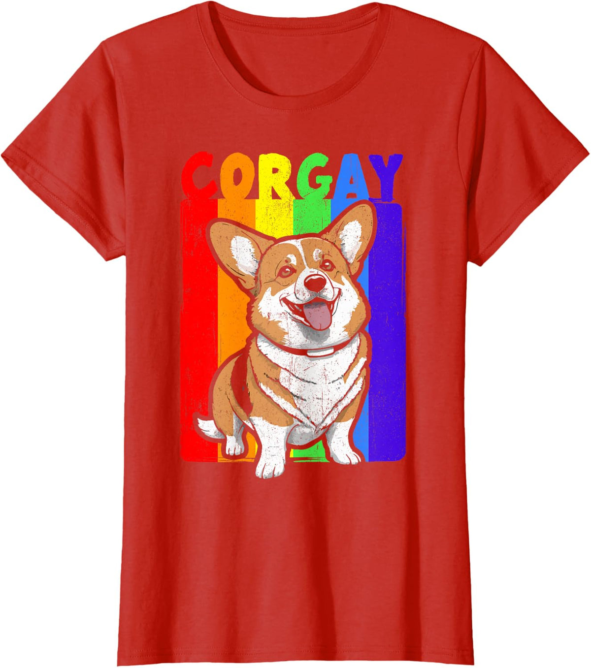 LGBT Corgi Gay Pride Month Rainbow Flag Corgay Dog Lover Tees T Shirts - Red