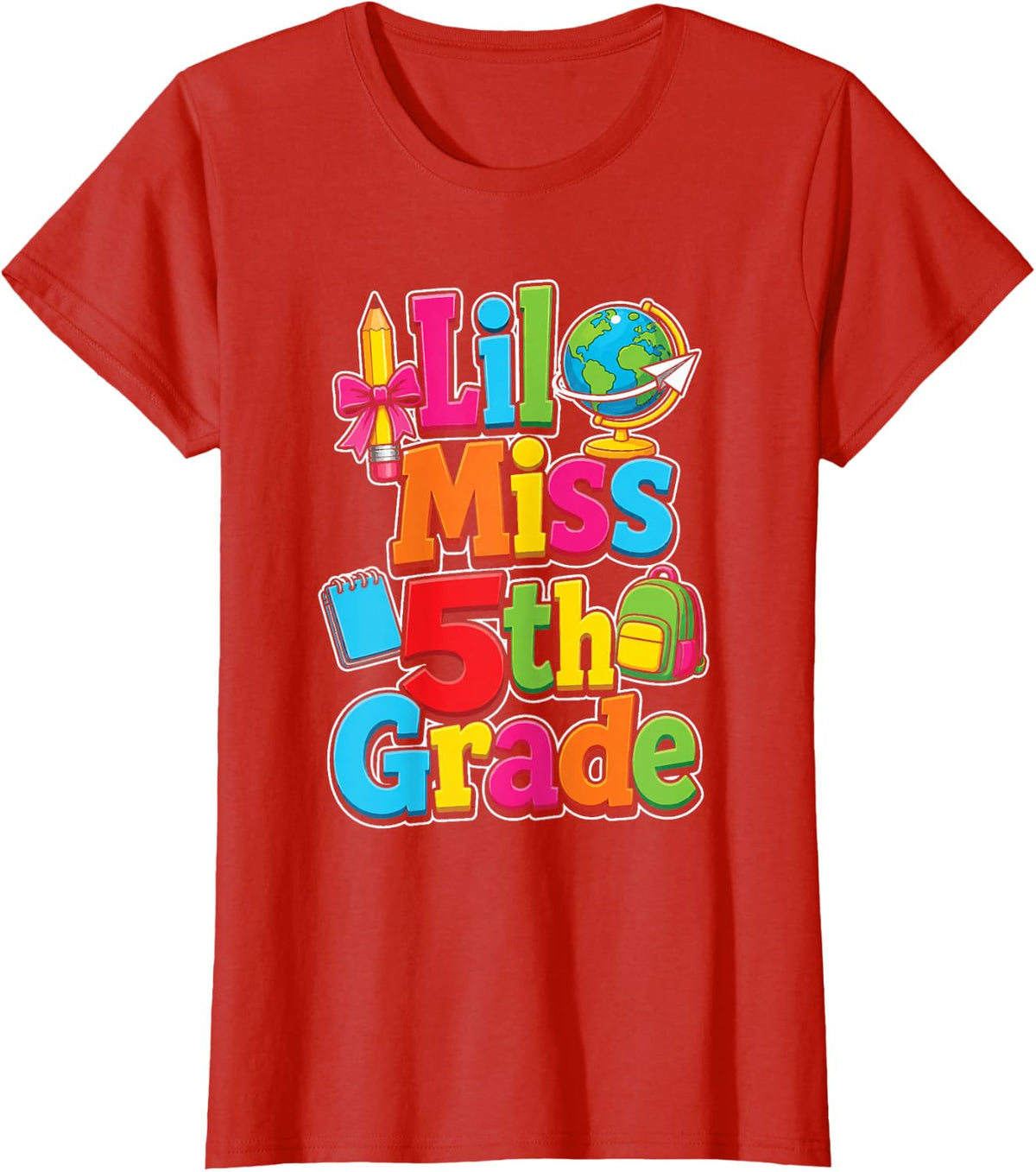 5th Grade Lil Miss First Day of School Girls Gift T-Shirt - Red