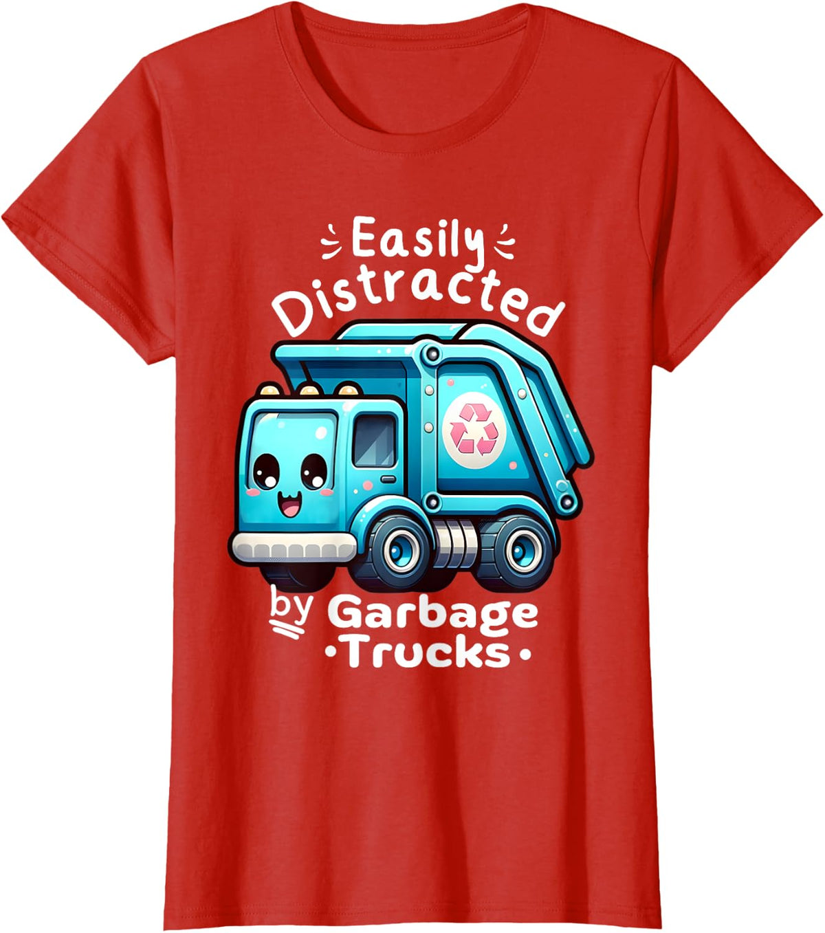 Garbage Truck Easily distracted by Garbage trucks for kids T-Shirt - Red