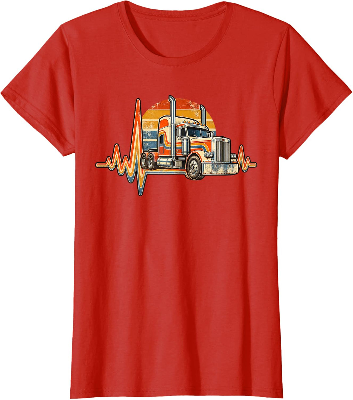 Heartbeat Truck Driver T-Shirt - Red