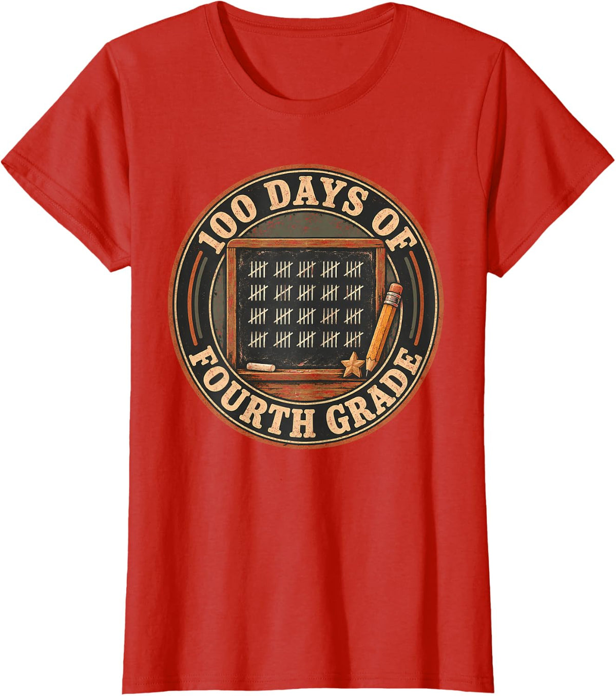 100 Days of Fourth Grade Teacher Milestone T-Shirt - Red