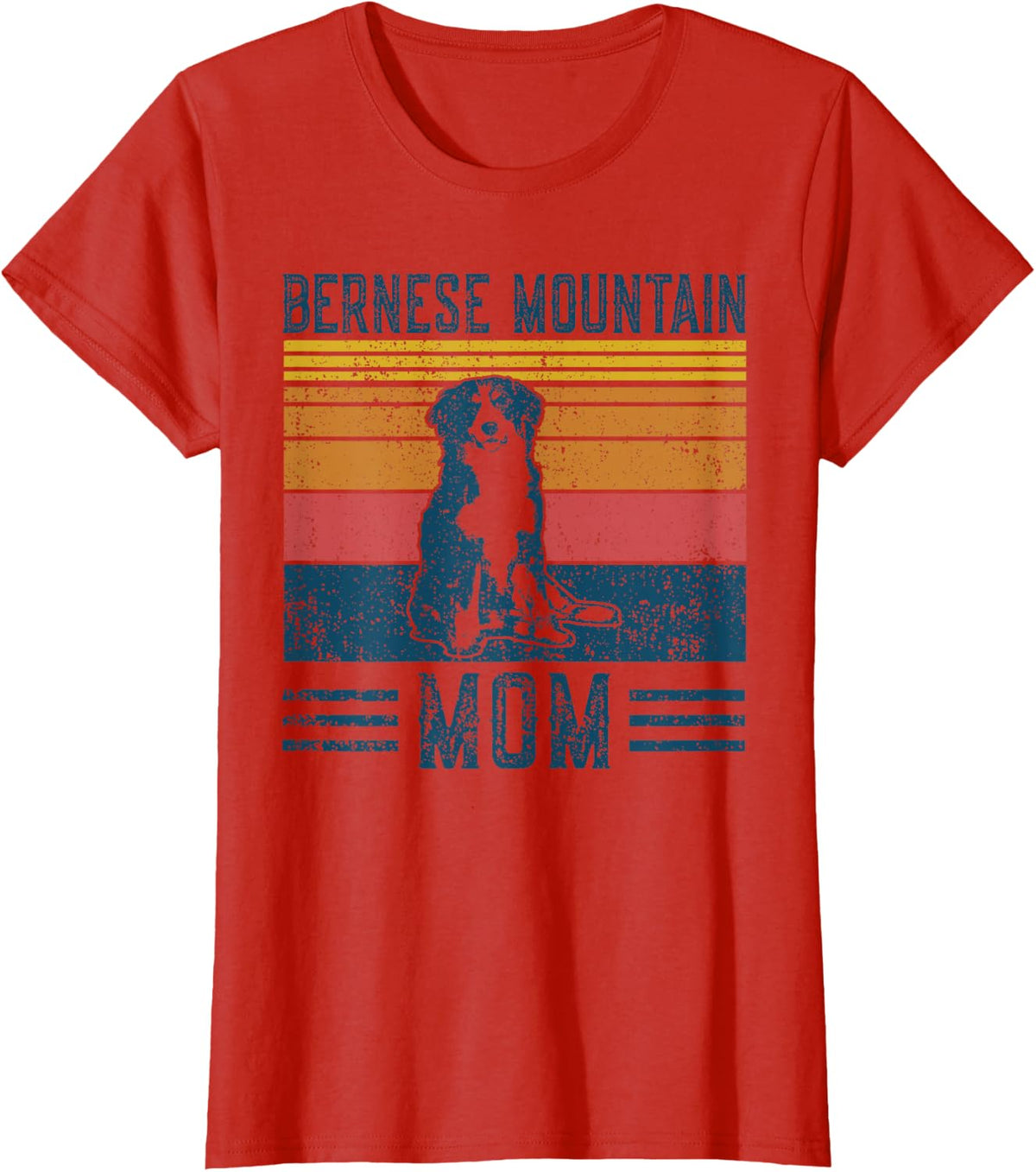 Bernese Mountain Dog Mom Shirt Vintage Retro Tee T-Shirt for Women Dog Lover Gift - Red
