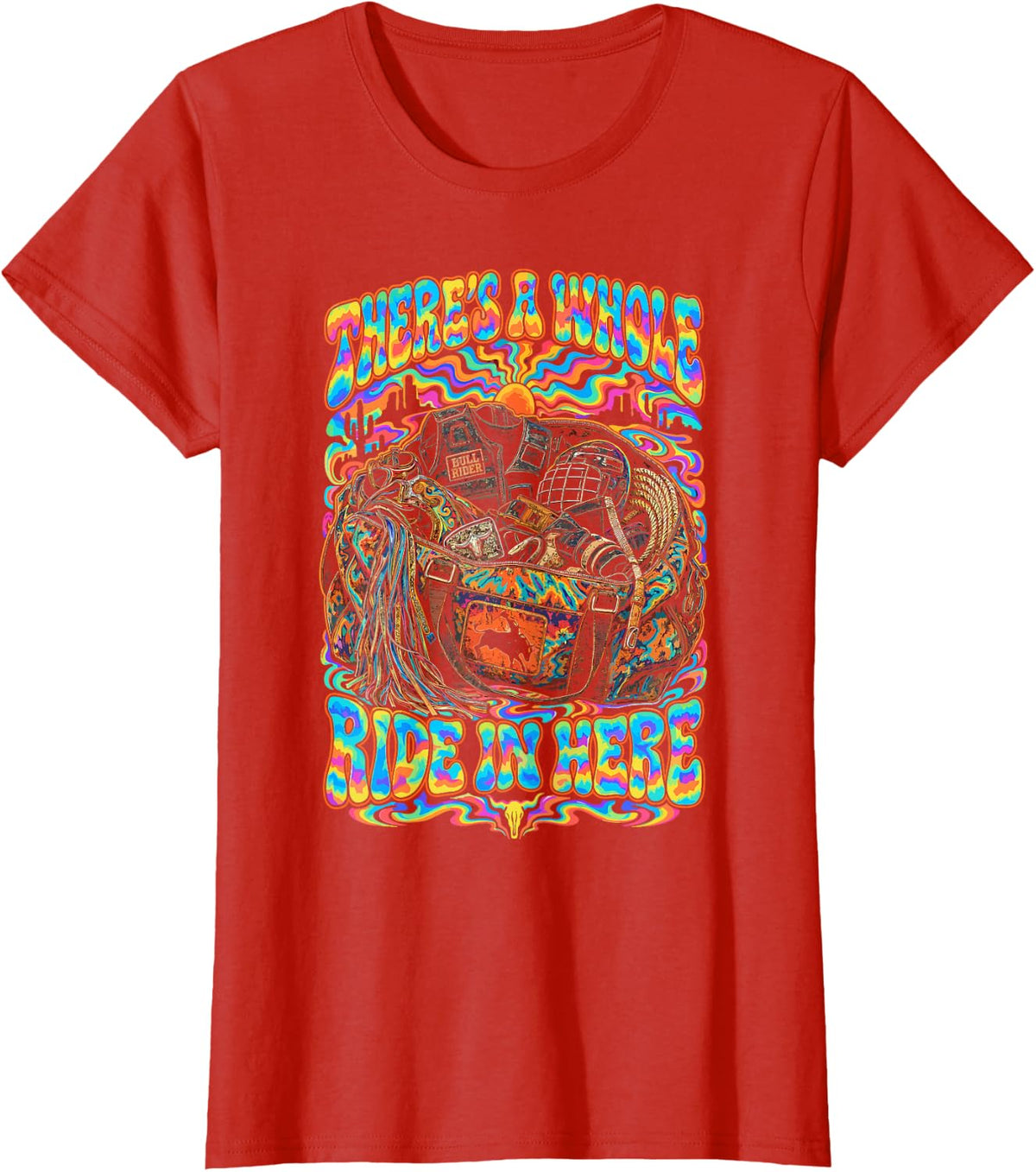 Bull Rider - Bull Riding Rodeo Gear Bag Shadow T-Shirt - Red