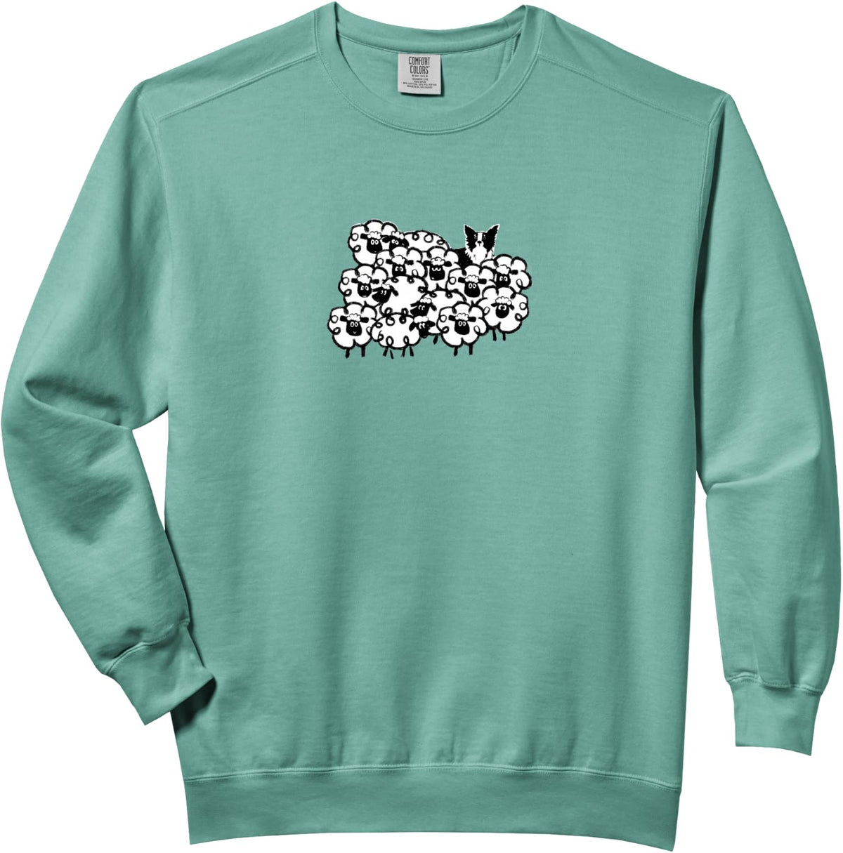 Cute Border Collie with sheep Comfort Colors Adult Sweatshirt - Adult Unisex Light Green