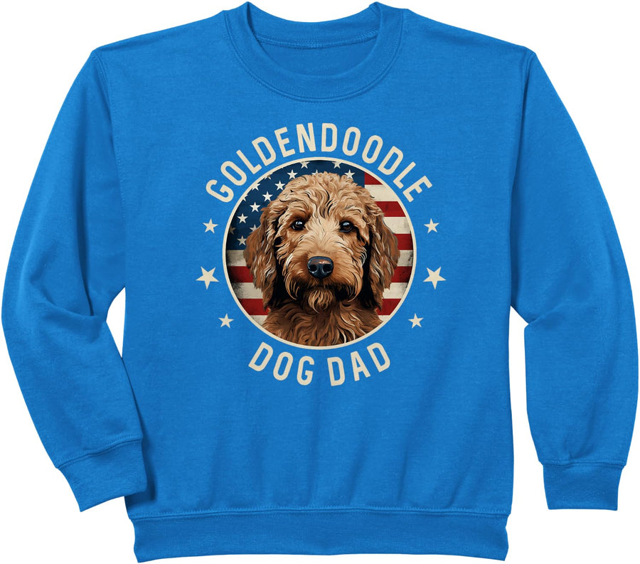 Golden doodle Dad American Flag, Goldendoodle Dog Dad Sweatshirt - Royal Blue