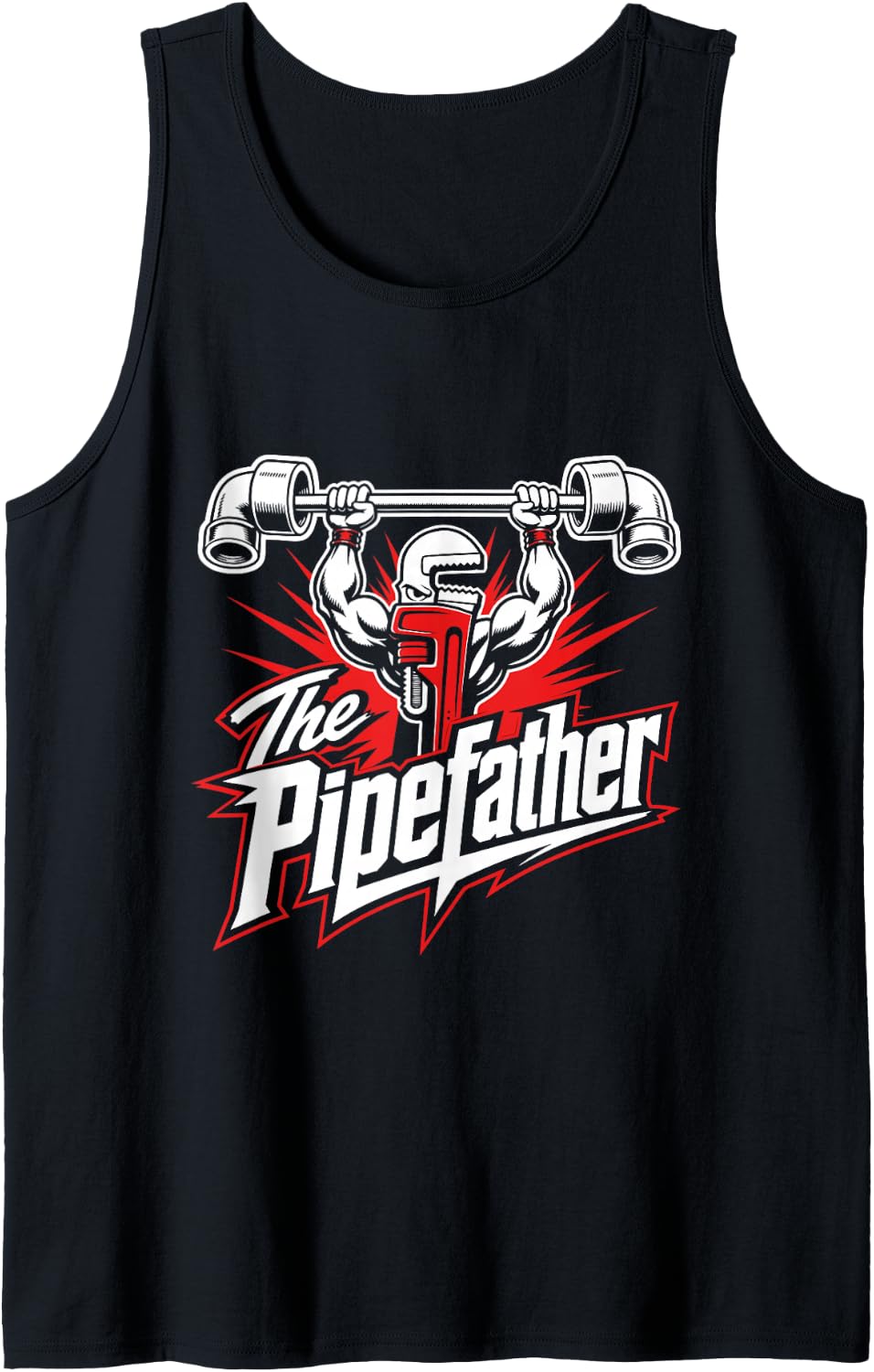 Men's Funny Plumber Pipefather Heating Construction Craftsman Sleeveless Tank Top - Black