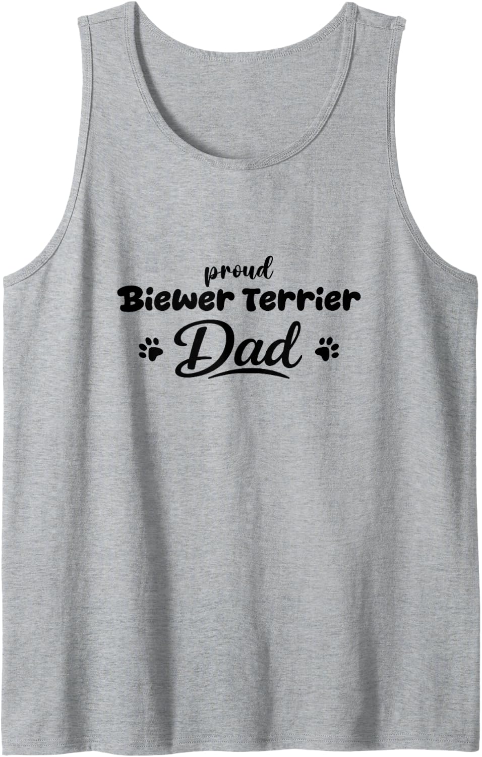 Men's Biewer Terrier Proud Dog Dad Paw Tank Top - Heather Grey