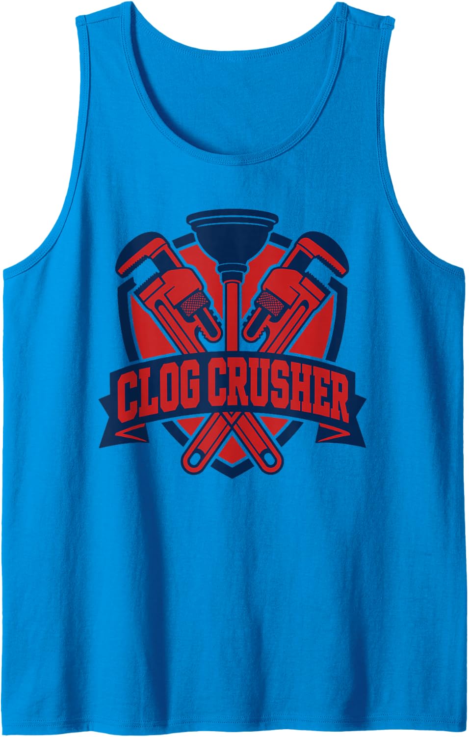 Clog Crusher Plumber Shield Sleeveless Tank Top - Sapphire Blue