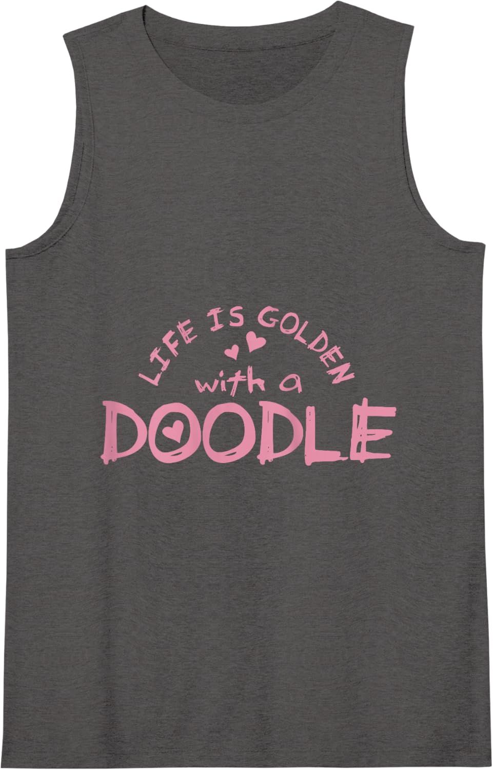 Womens Goldendoodle Dog Life Is Golden With A Doodle Dog Gift Tank Top - Dark Heather Grey