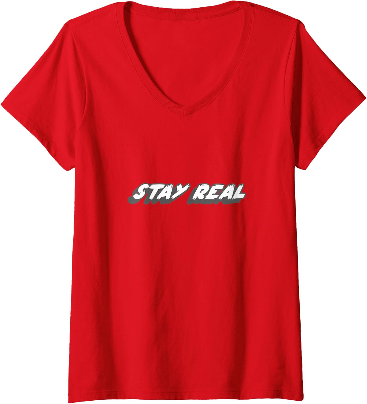 Women's Stay Real | 80's and 90's Rap Song Music V-Neck T-Shirt - Red