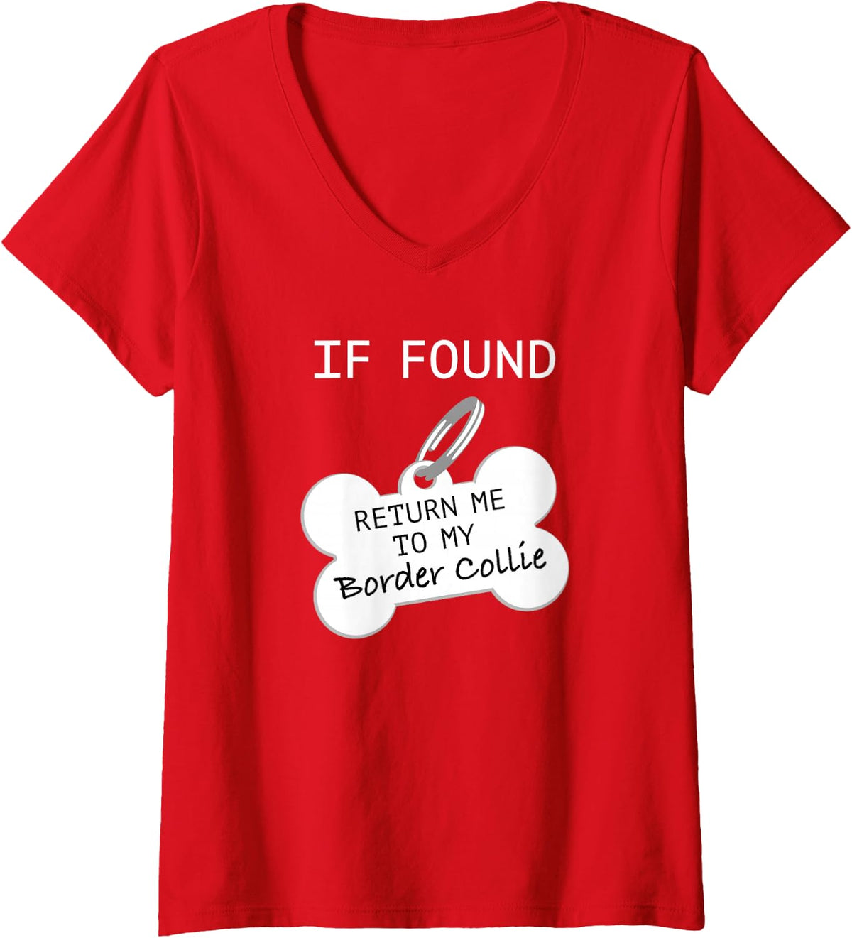 Women's If Found Return Me to My Border Collie V-Neck T-Shirt - Red