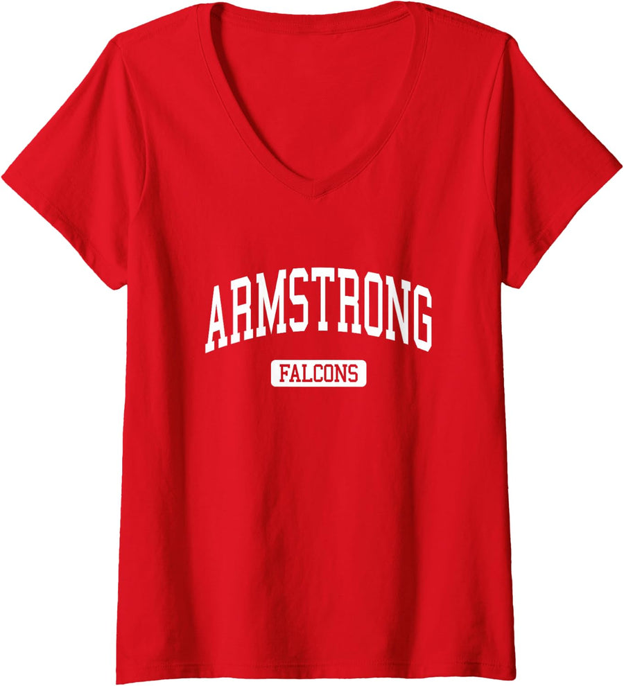 Womens Robbinsdale Armstrong High School HS Plymouth MN Varsity SPO V-Neck T-Shirt - Red
