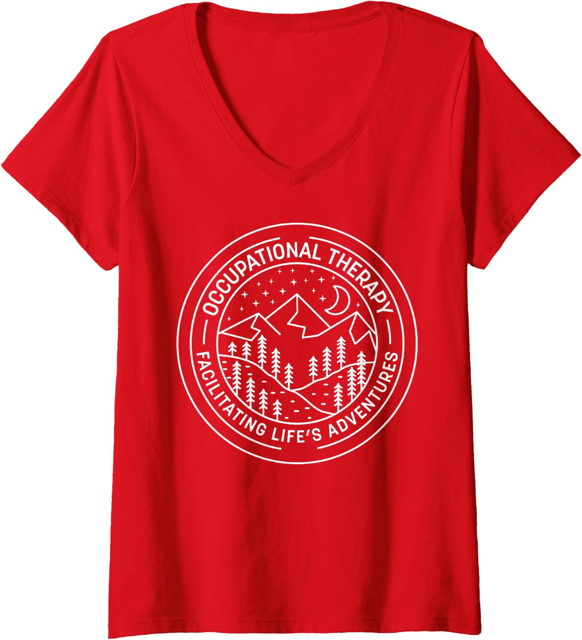 Women's Occupational Therapy Facilitating Life's Adventures OT Month V-Neck T-Shirt - Red