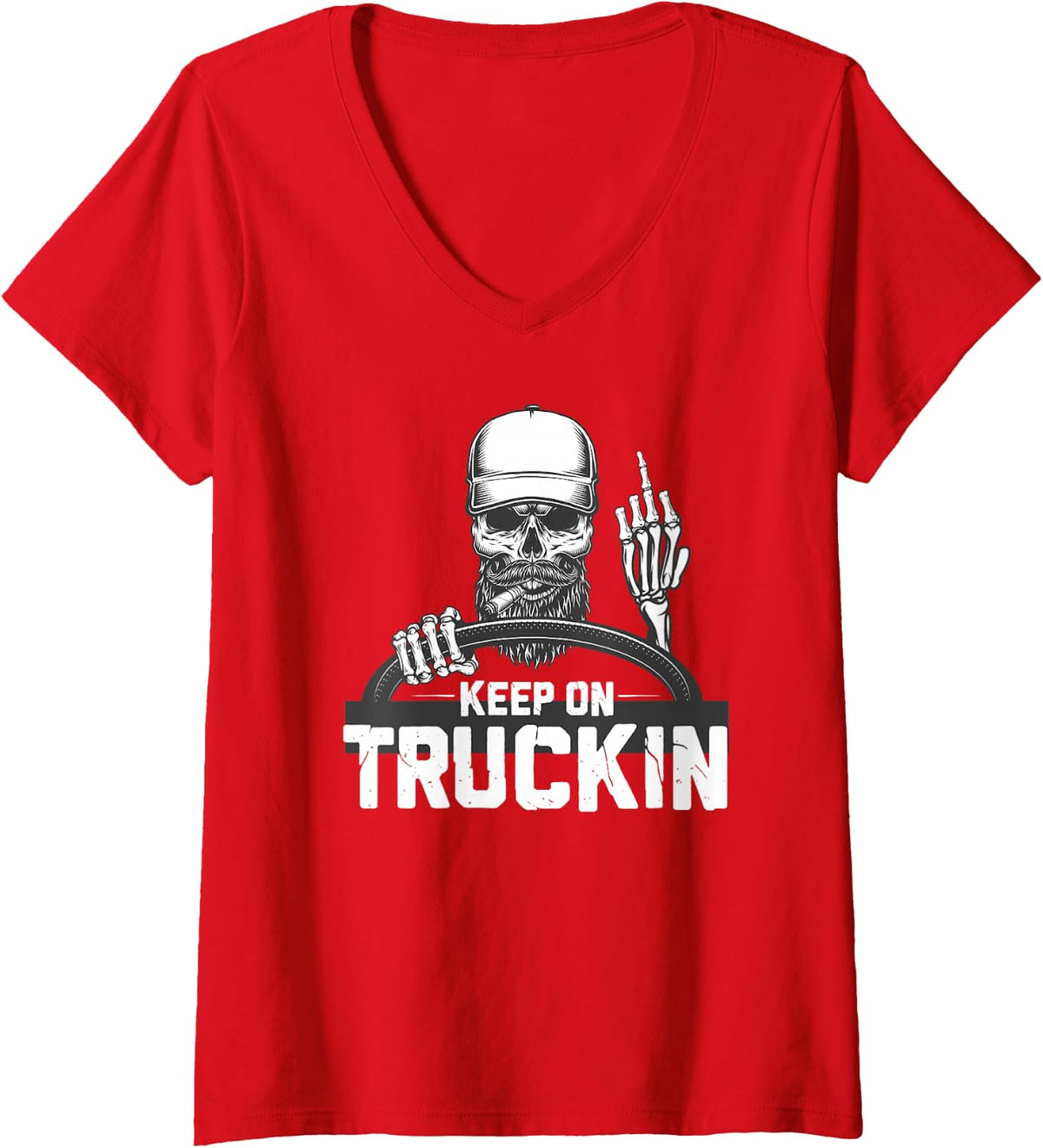 Women's Keep On Truckin - Truck Truck Driver Trucker Truck Driver V-Neck T-Shirt - Red
