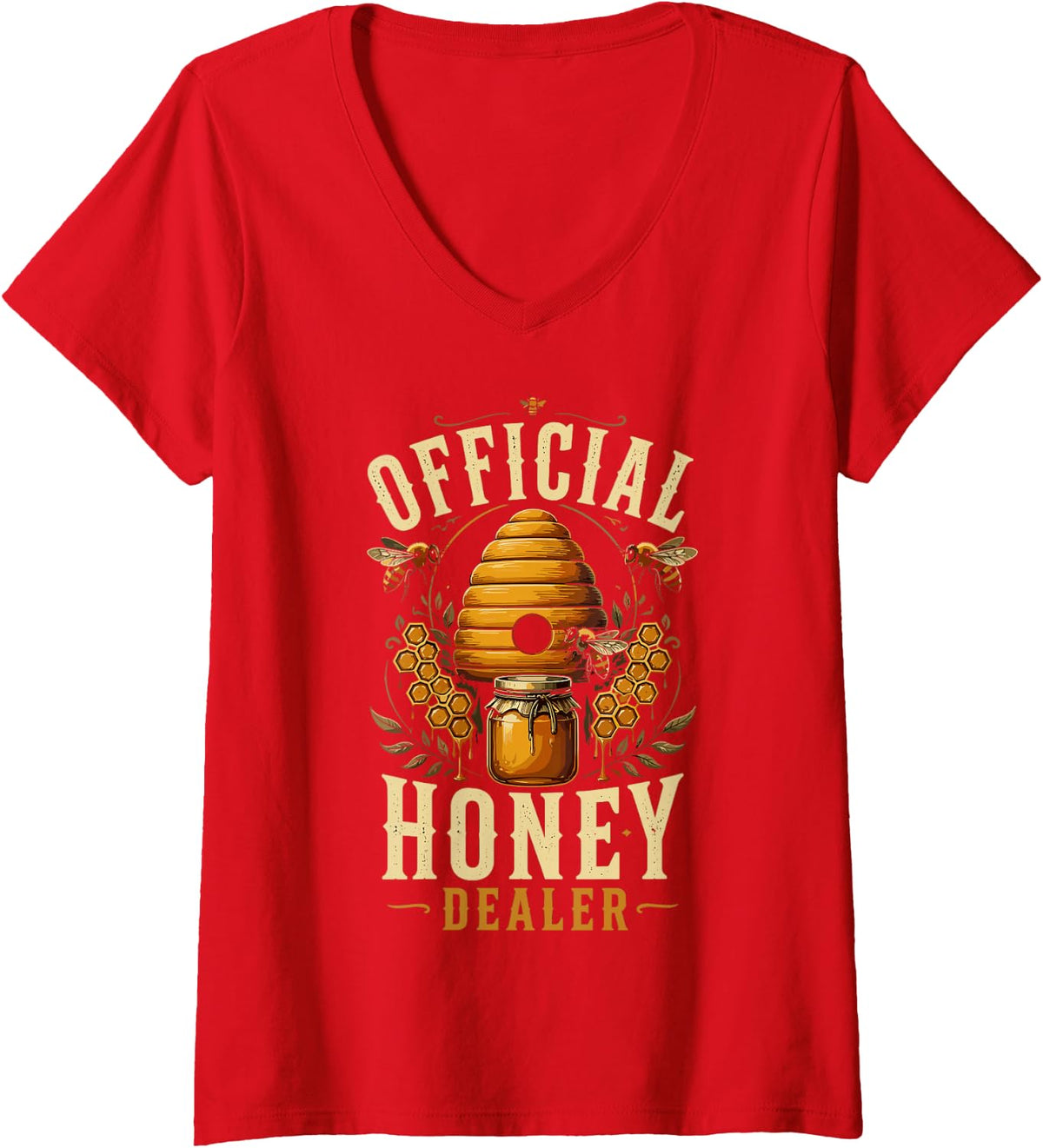 Women's Honey Dealer Beekeeping Bees Beekeeper V-Neck T-Shirt - Red