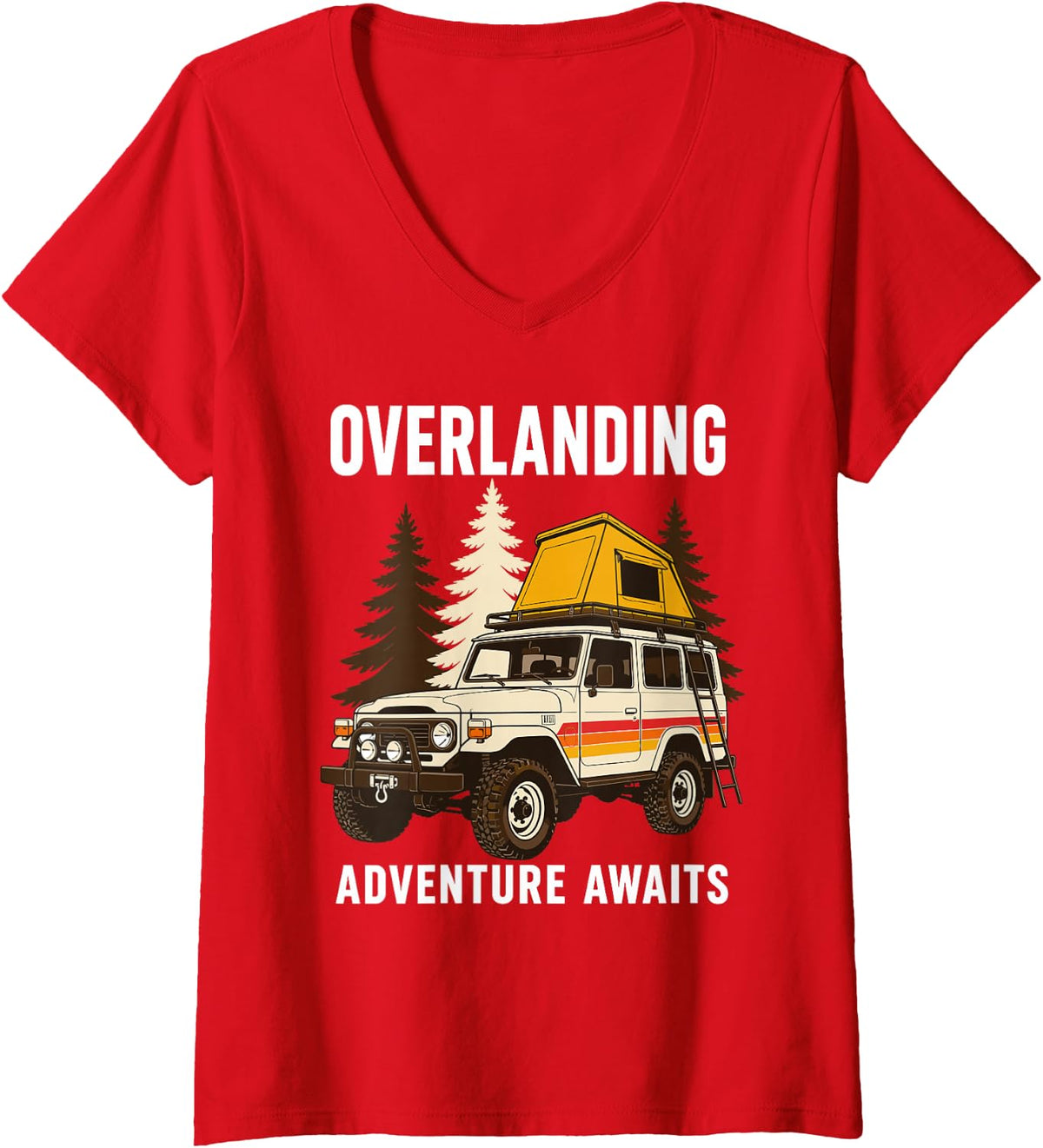 Women's Overlanding Art for Men Women Kids 4x4 Off-Road Overlanding V-Neck T-Shirt - Red