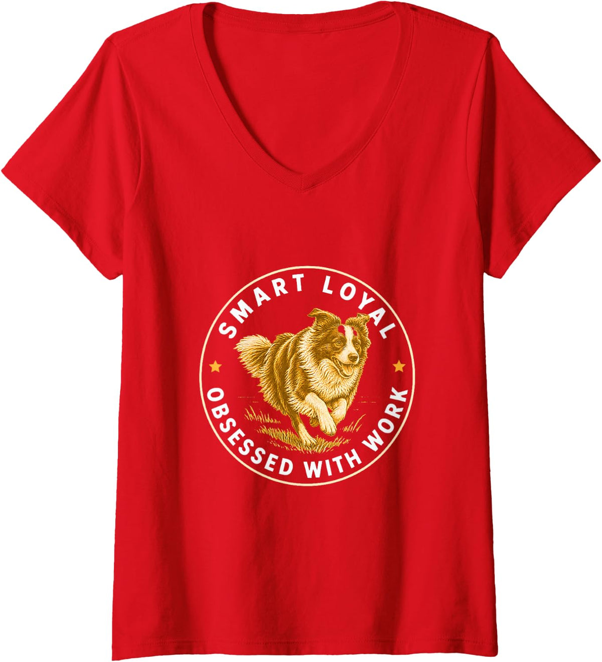 Women's Smart Loyal Obsessed with Work V-Neck T-Shirt - Red