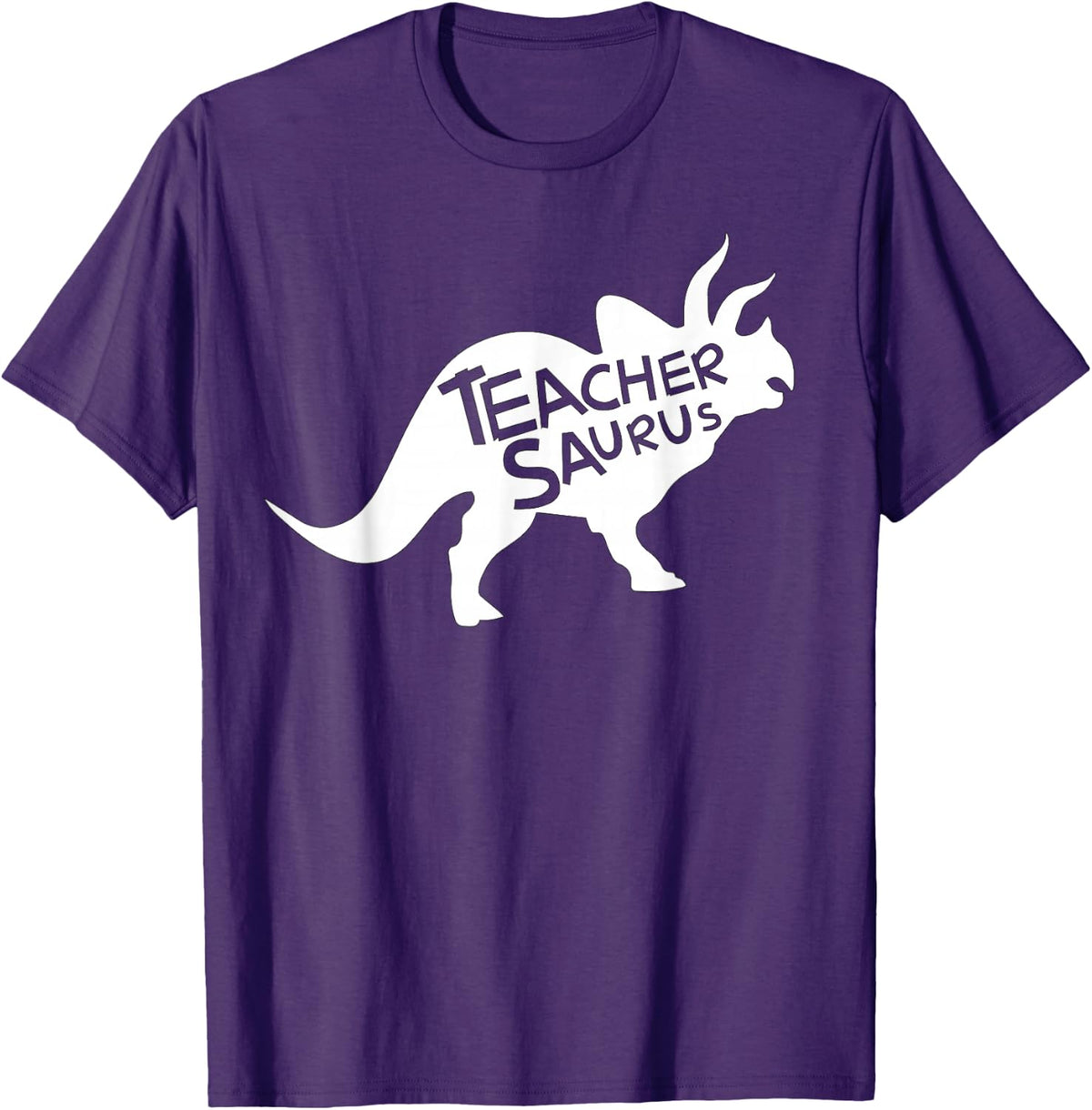 Teacher Saurus Shirt Funny Triceratop Dinosaur Gift T-Shirt - Purple