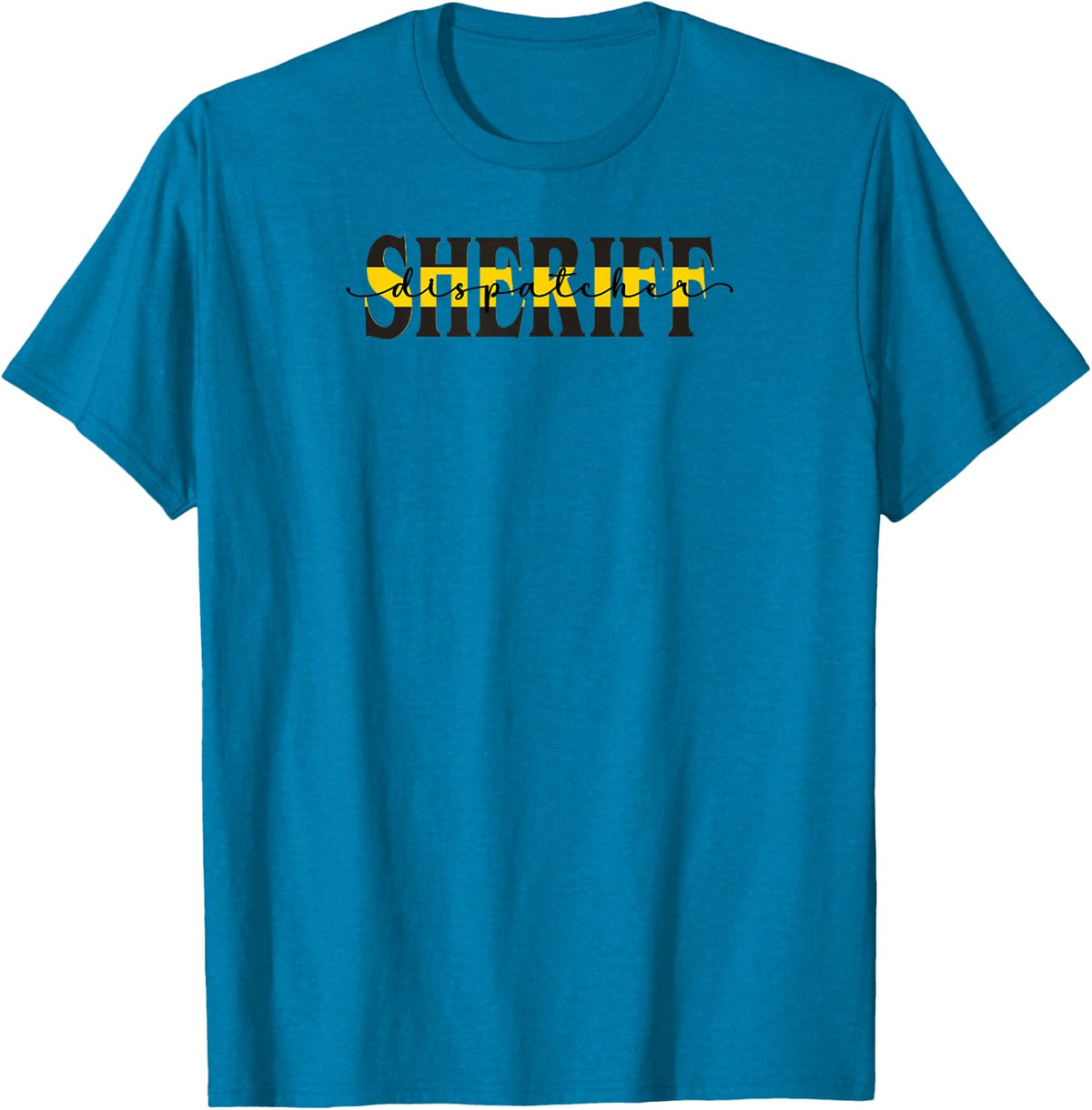 Sheriff Dispatcher Thin Gold Line 911 Gift Thin Yellow Line T-Shirt - Sapphire Blue