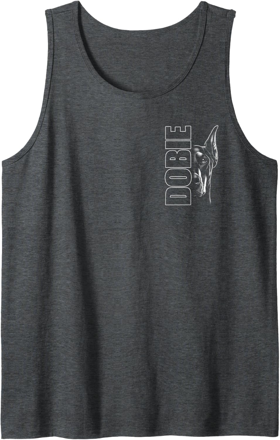 Fashionable Doberman Design with Stylish Text on Chest Tank Top - Dark Heather Grey