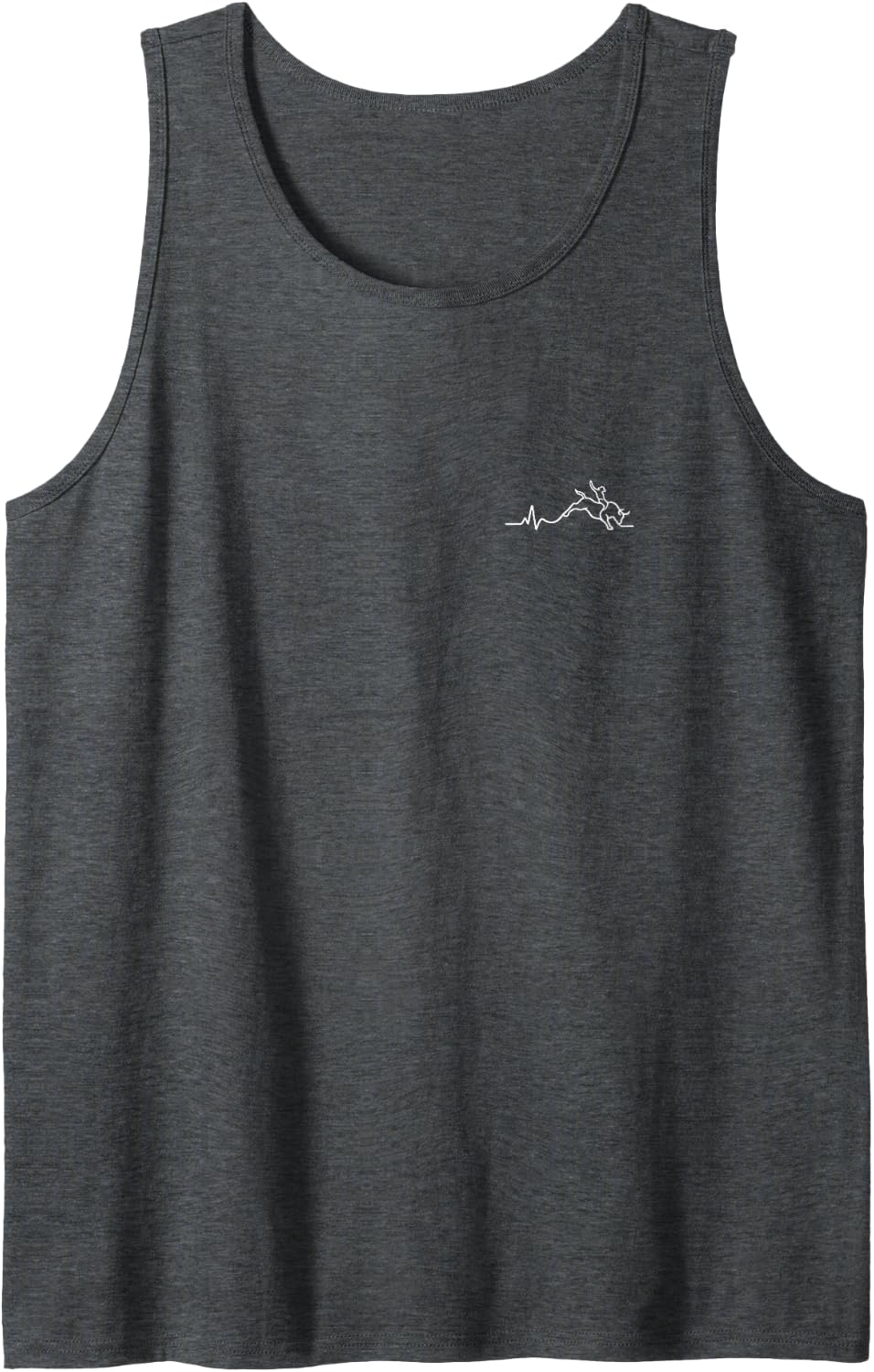 Bull Riding Heartbeat Minimalist Rodeo Design Sleeveless Tank Top - Dark Heather Grey