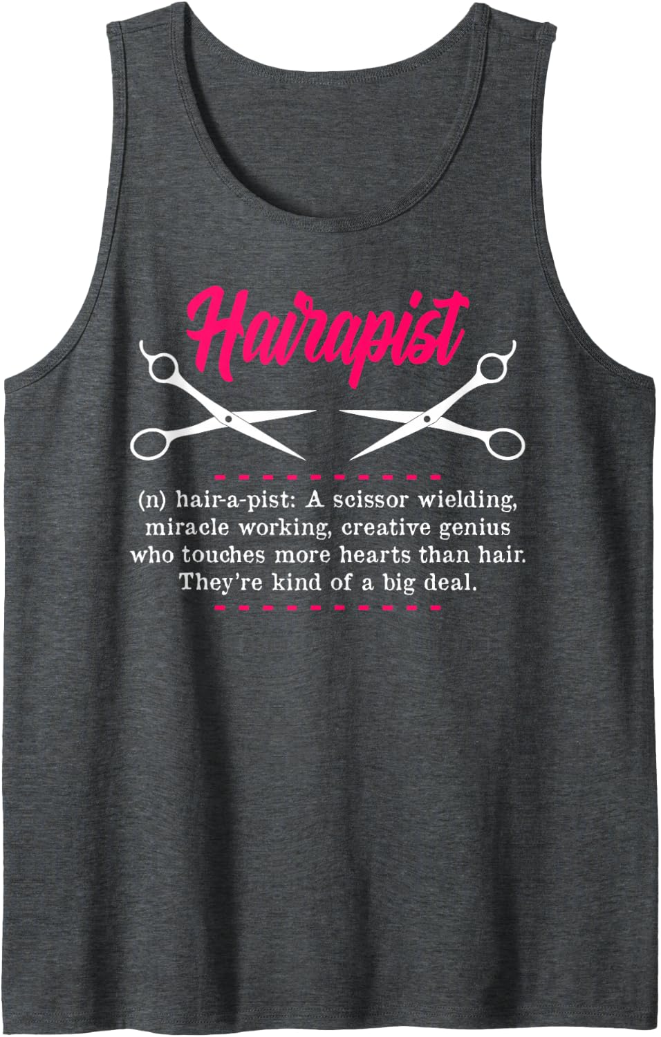 Barber Hairapist Definition Gift for Haircutter Hairdresser Sleeveless Tank Top - Dark Heather Grey