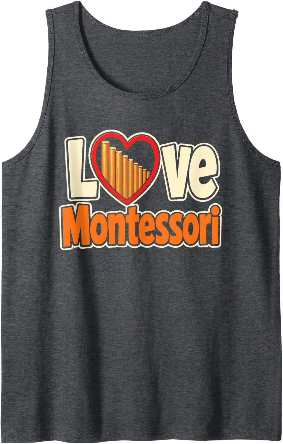 Montessori Love Elementary School Teacher Gift Sleeveless Tank Top - Dark Heather Grey