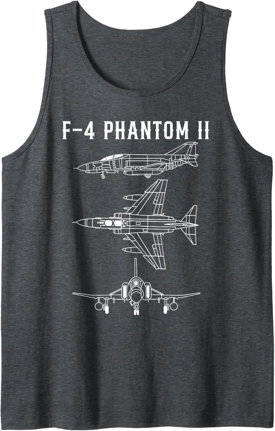 F-4 Phantom II Blueprint Fighter Jet US Military Aircraft Tank Top - Dark Heather Grey