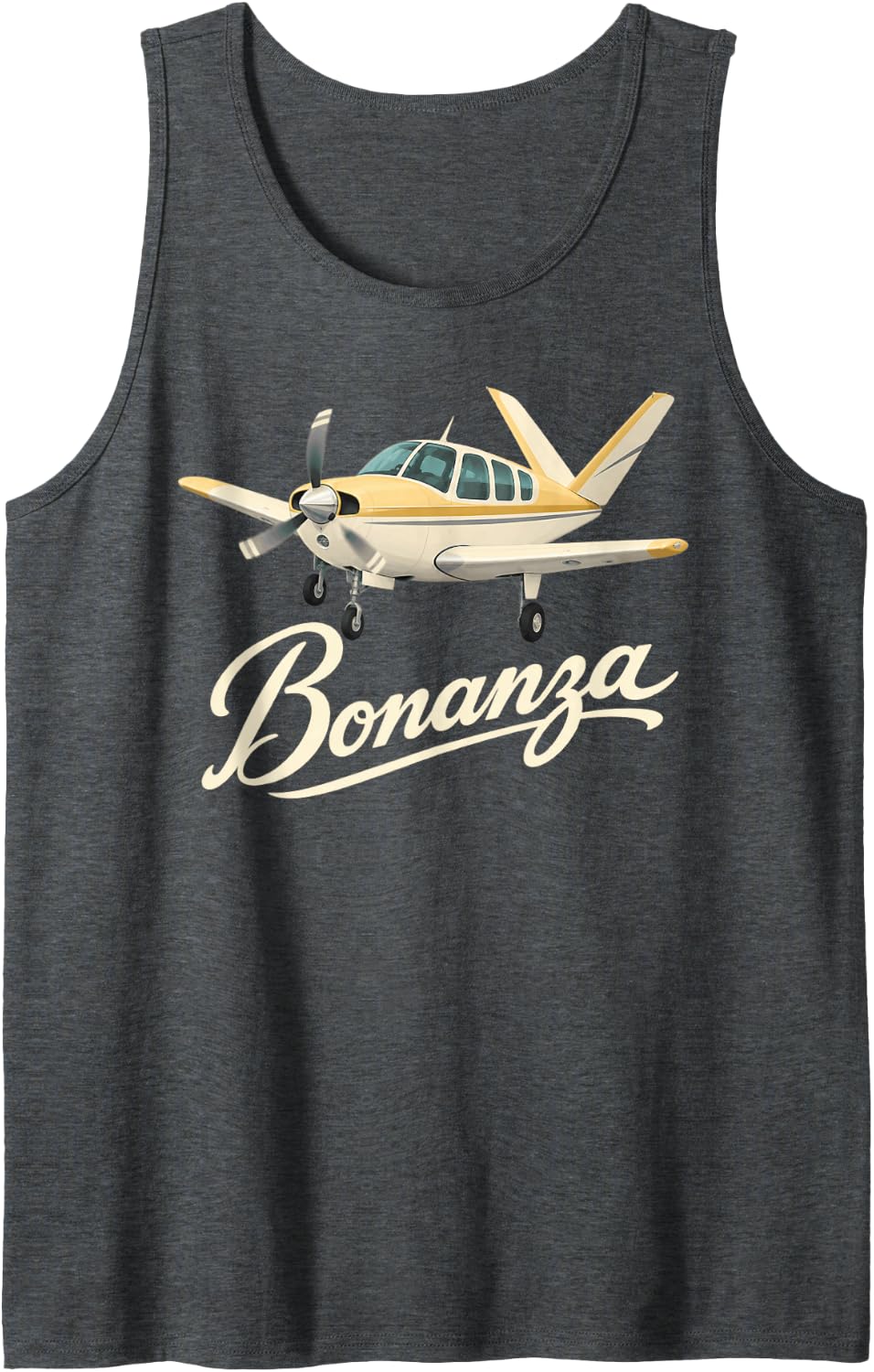 Bonanza Airplane Sleeveless Tank Top - Dark Heather Grey